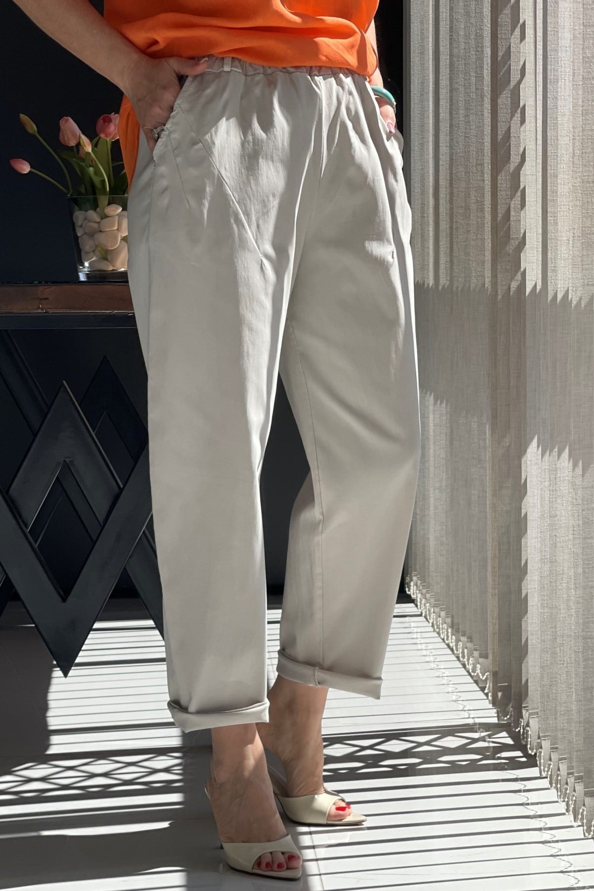 İthal Gabardin Bej Pantolon