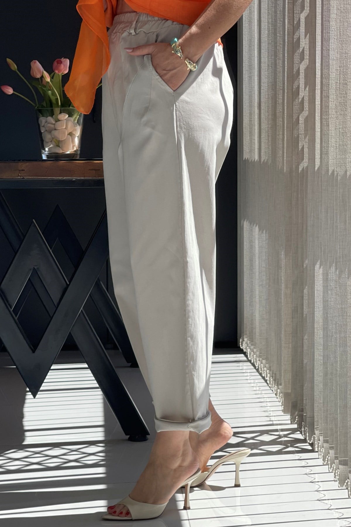 İthal Gabardin Bej Pantolon