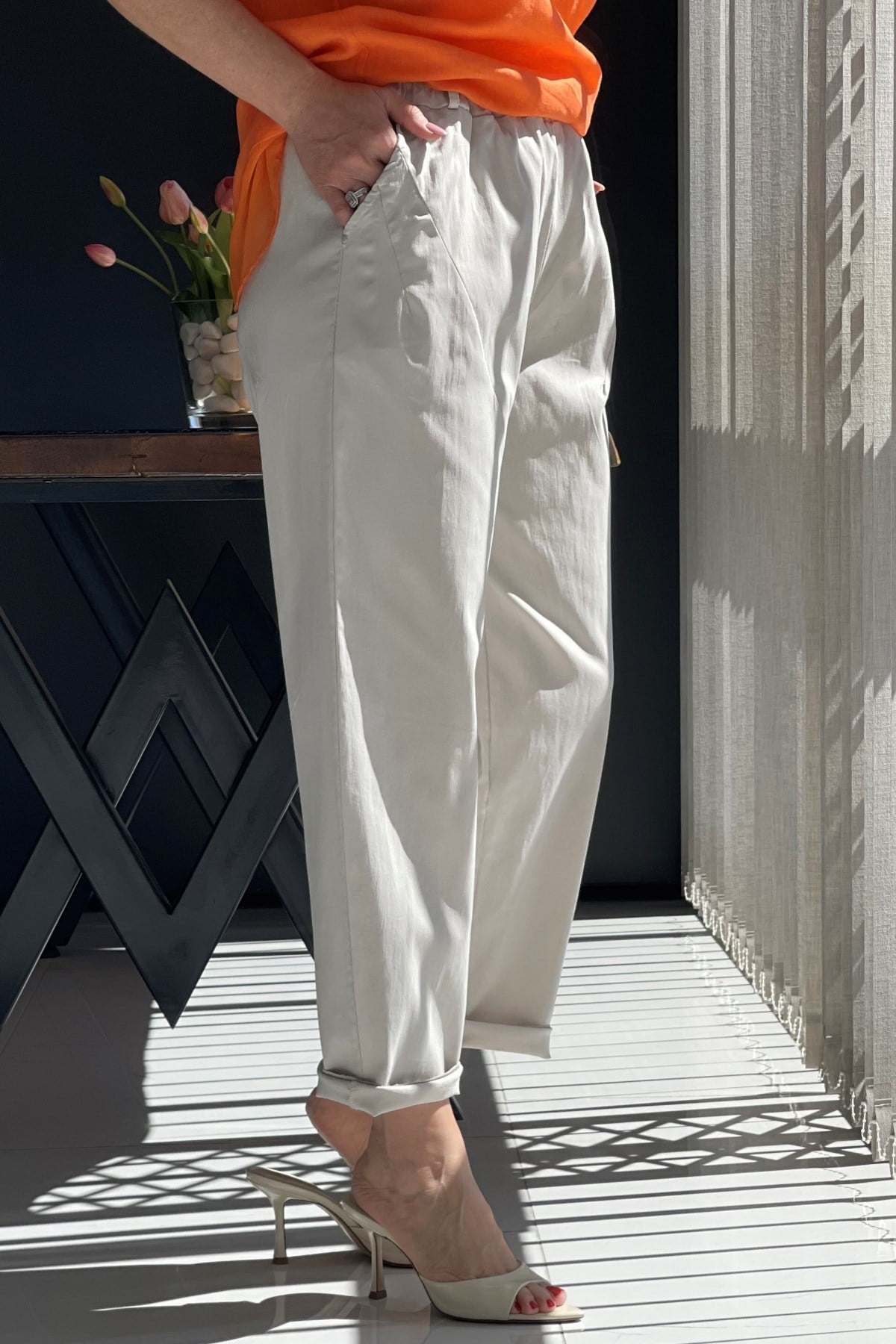 İthal Gabardin Bej Pantolon