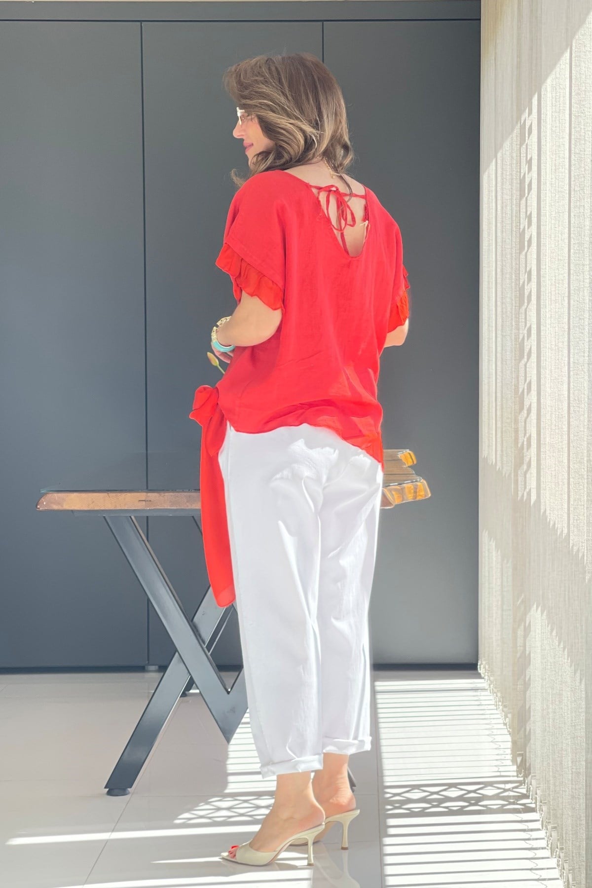 İthal Gabardin Beyaz Pantolon