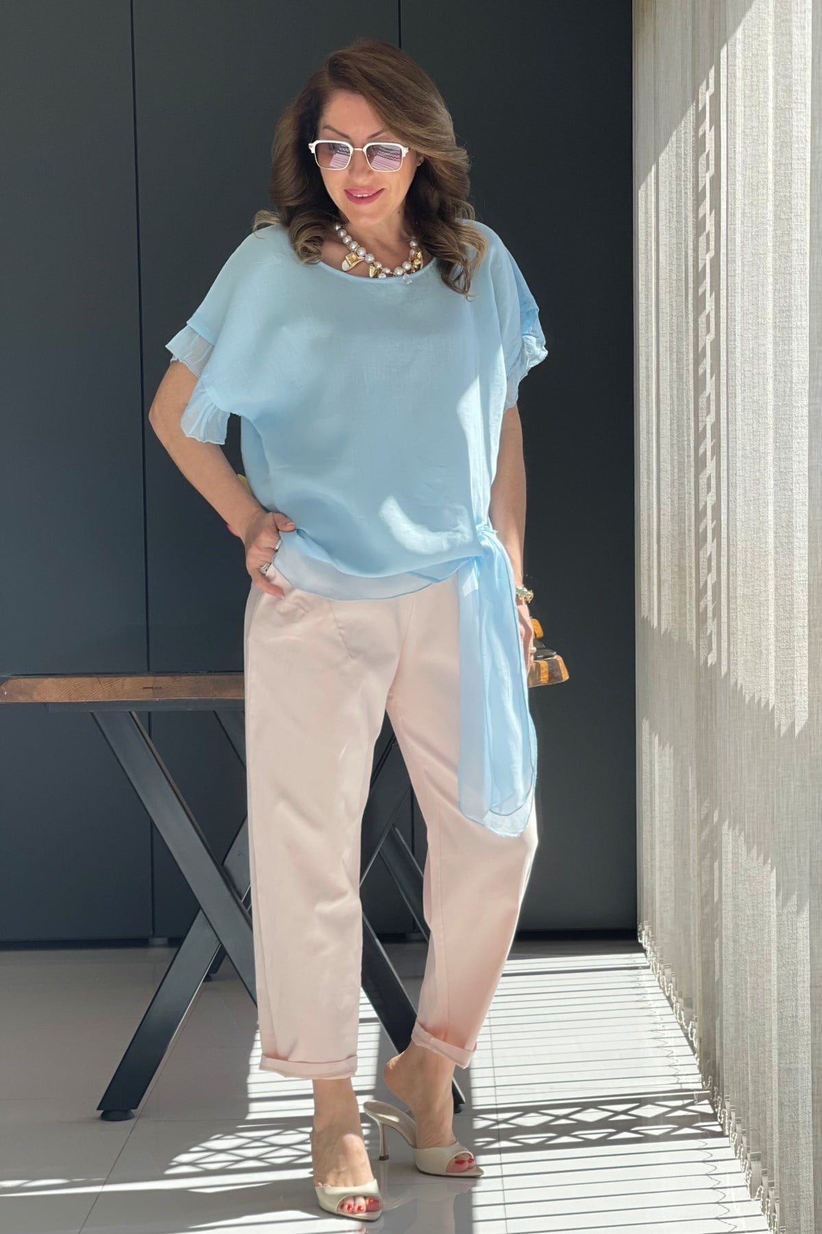 İthal Gabardin Pudra Pantolon