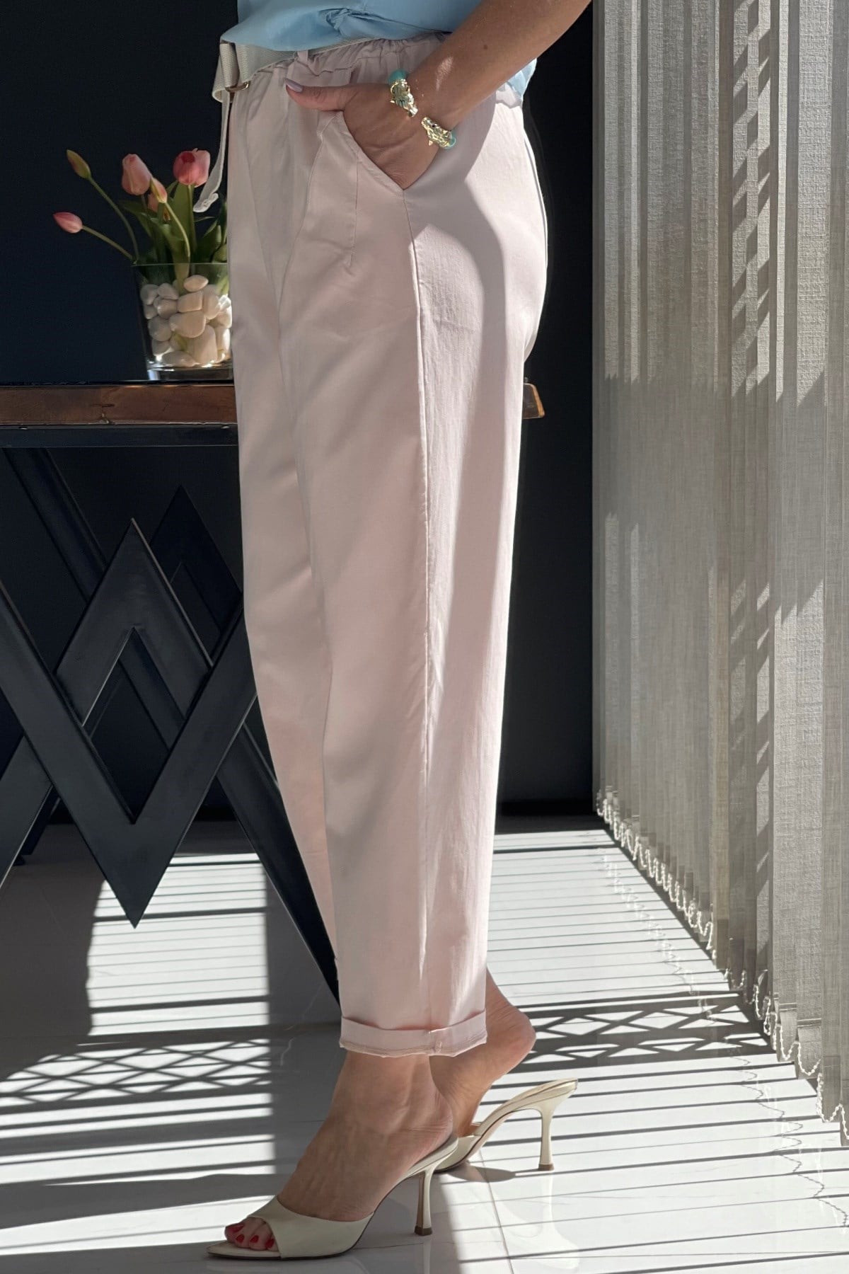 İthal Gabardin Pudra Pantolon