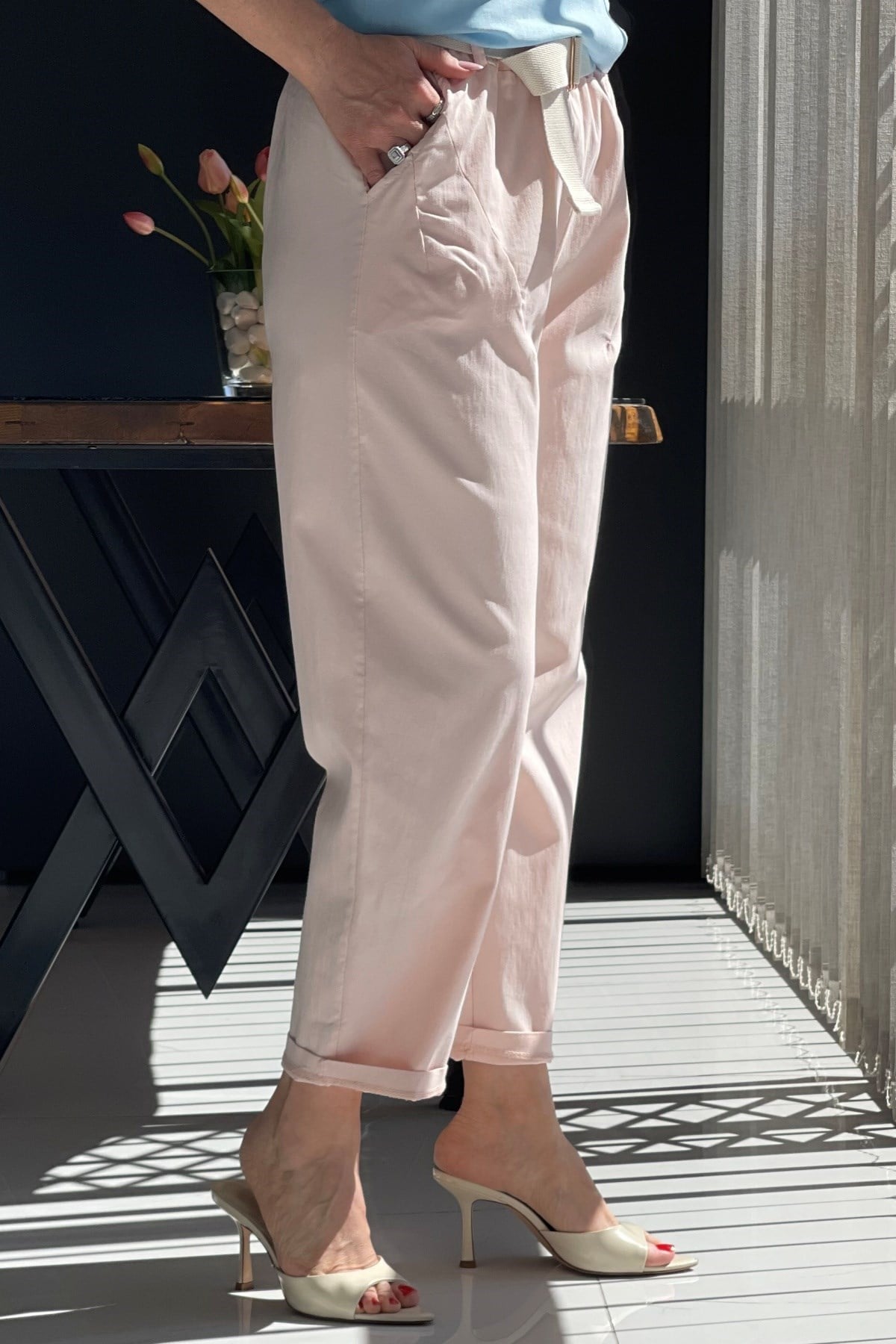 İthal Gabardin Pudra Pantolon