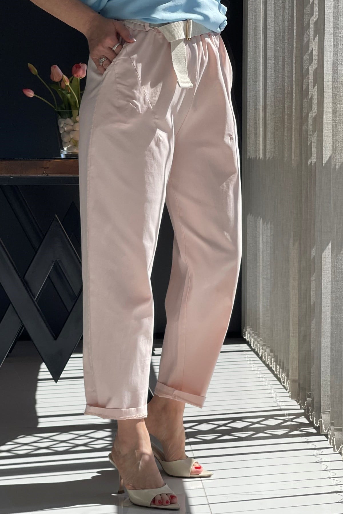 İthal Gabardin Pudra Pantolon