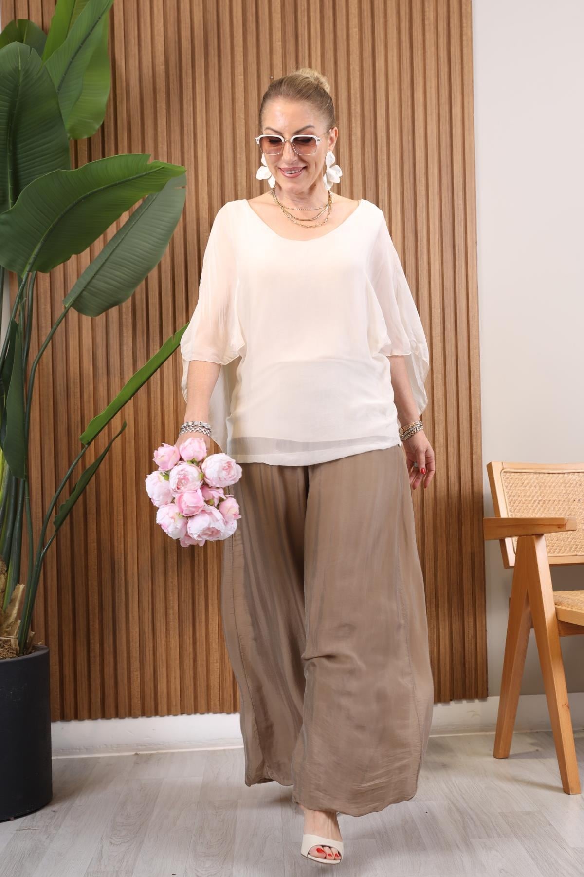 İthal İpek Cappuccıno Pantolon