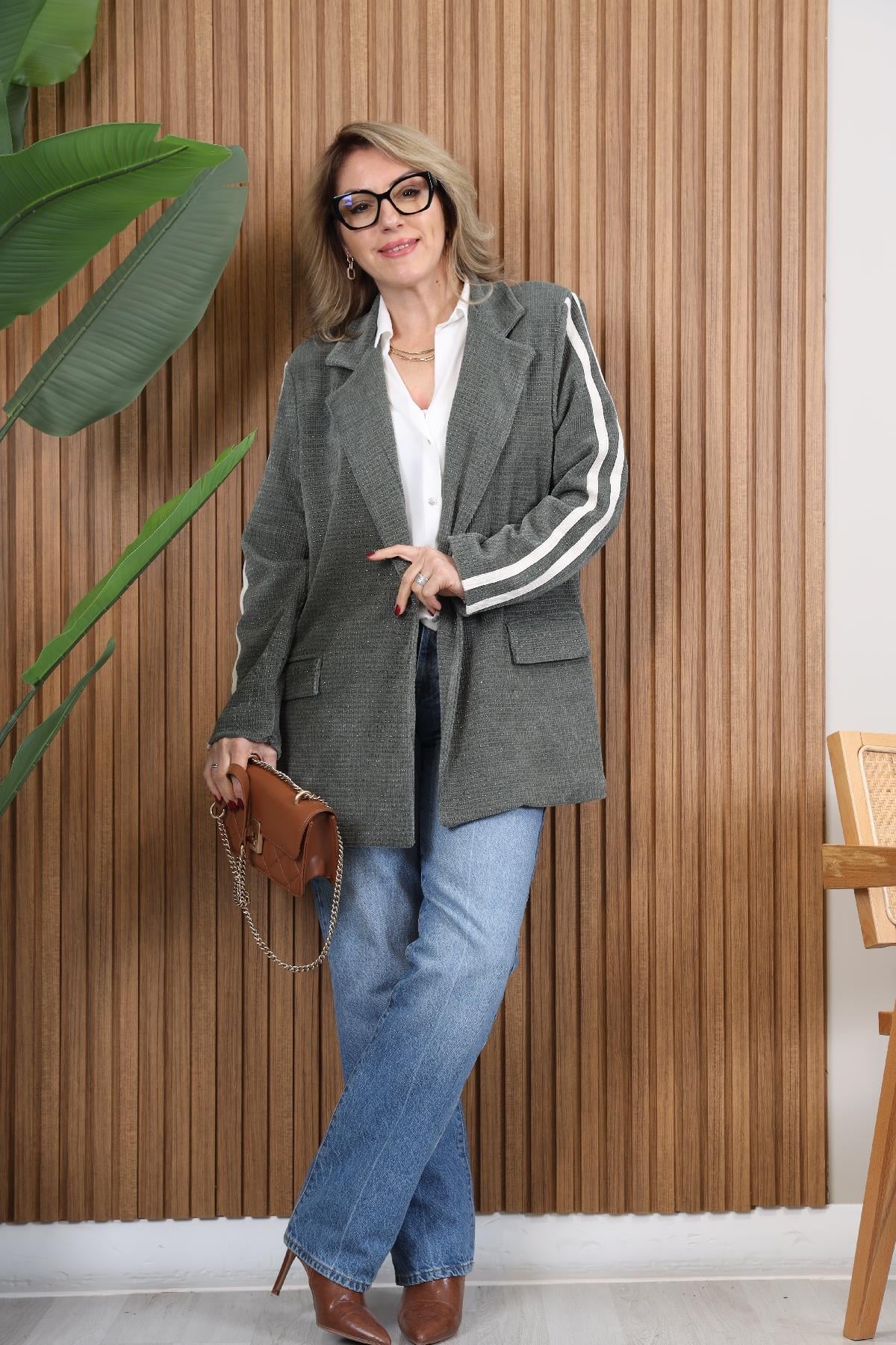İthal Kadife Haki Blazer