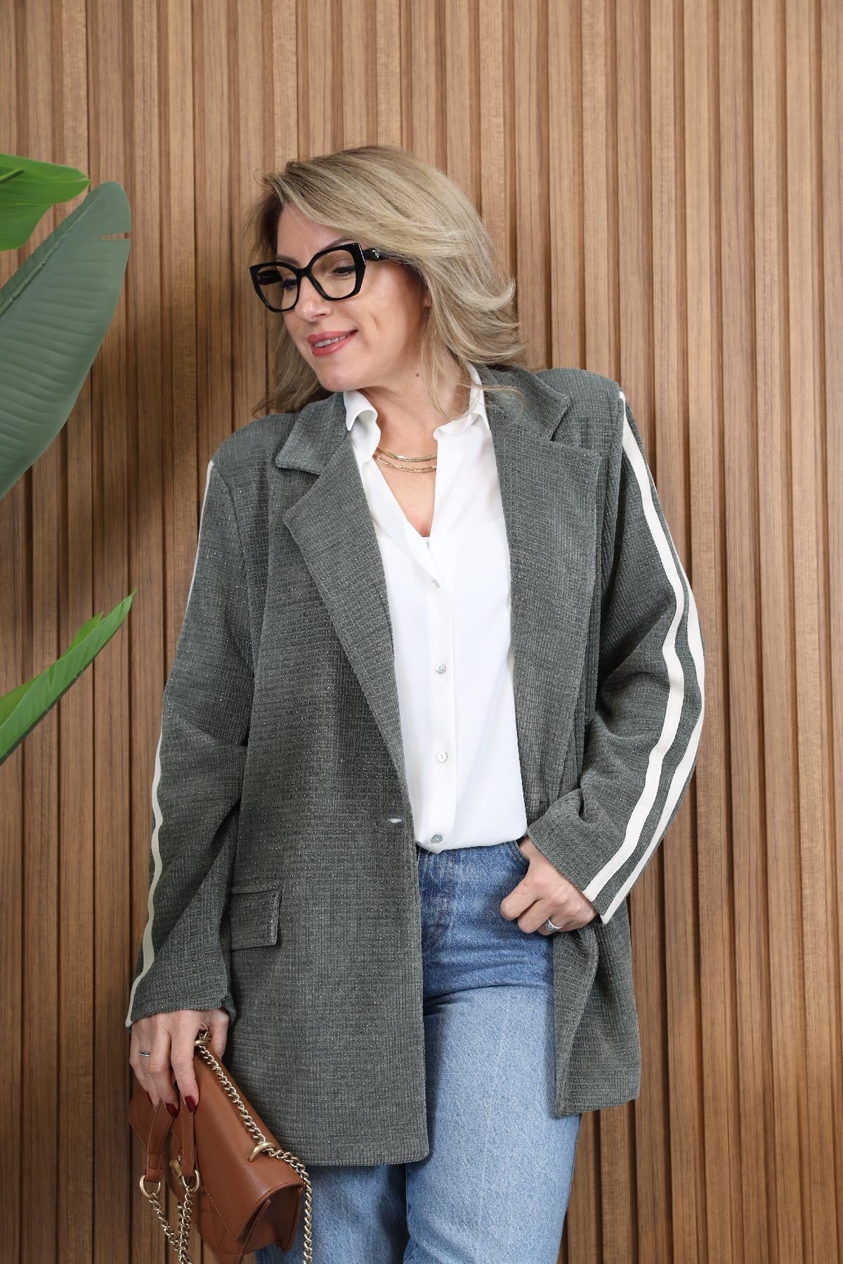 İthal Kadife Haki Blazer