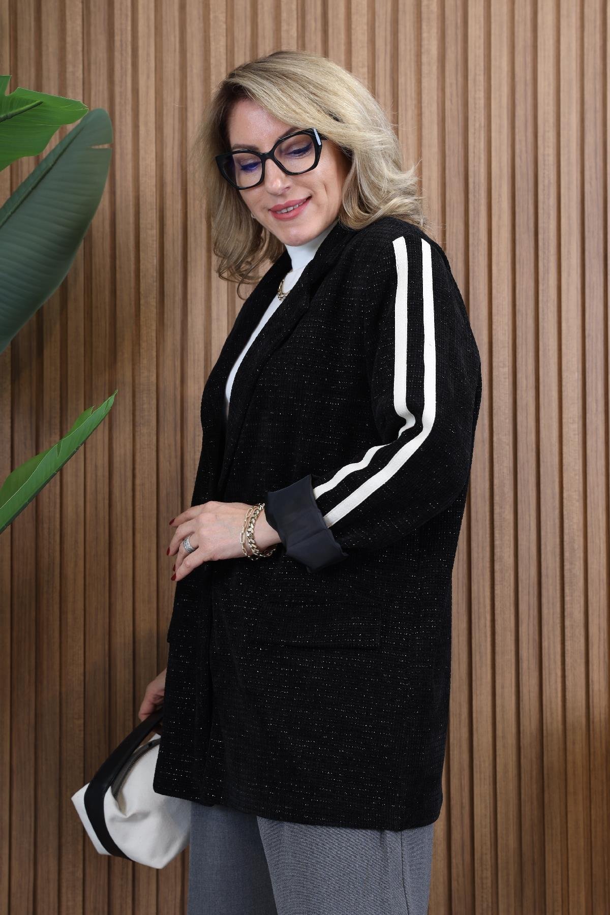 İthal Kadife Siyah Blazer