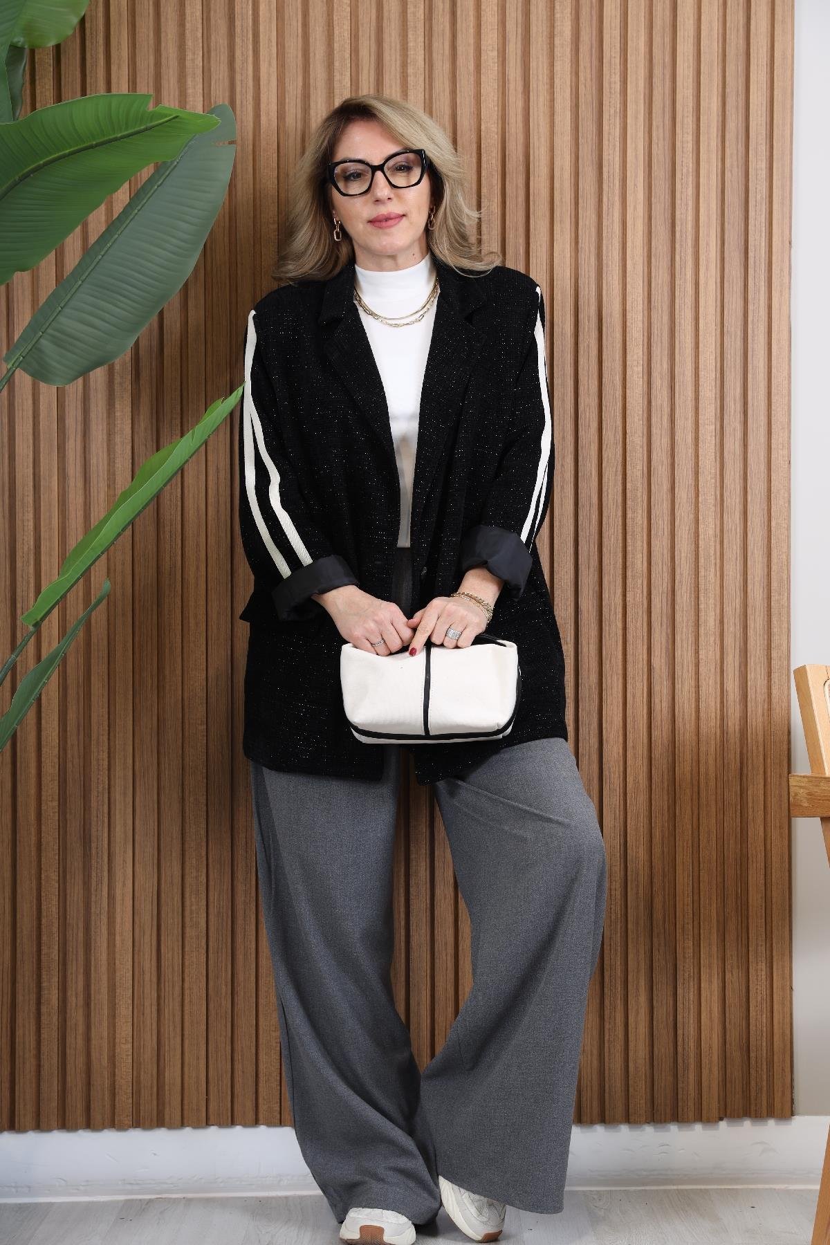 İthal Kadife Siyah Blazer