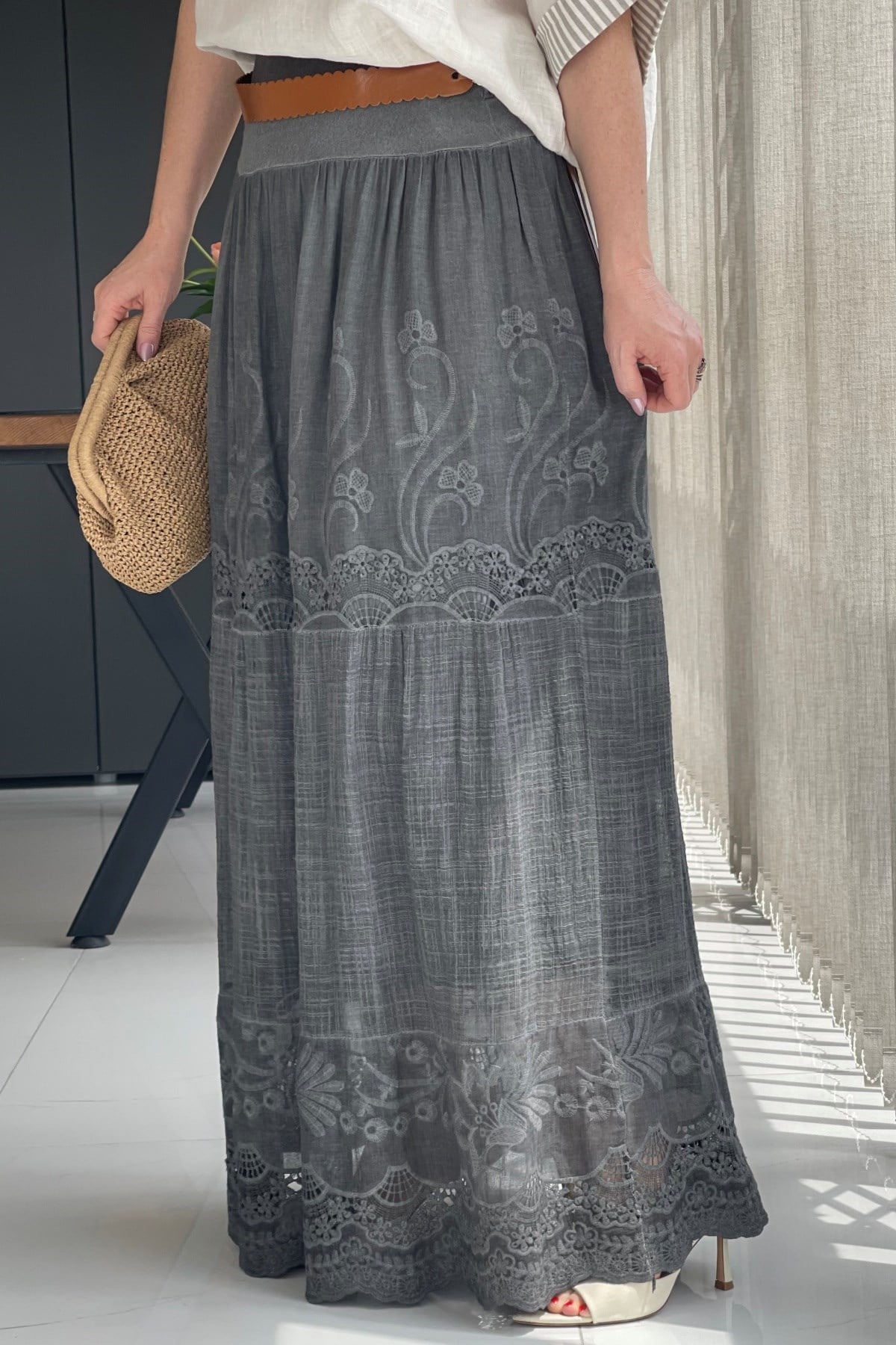 İthal Kemer Detay Antrasit Etek