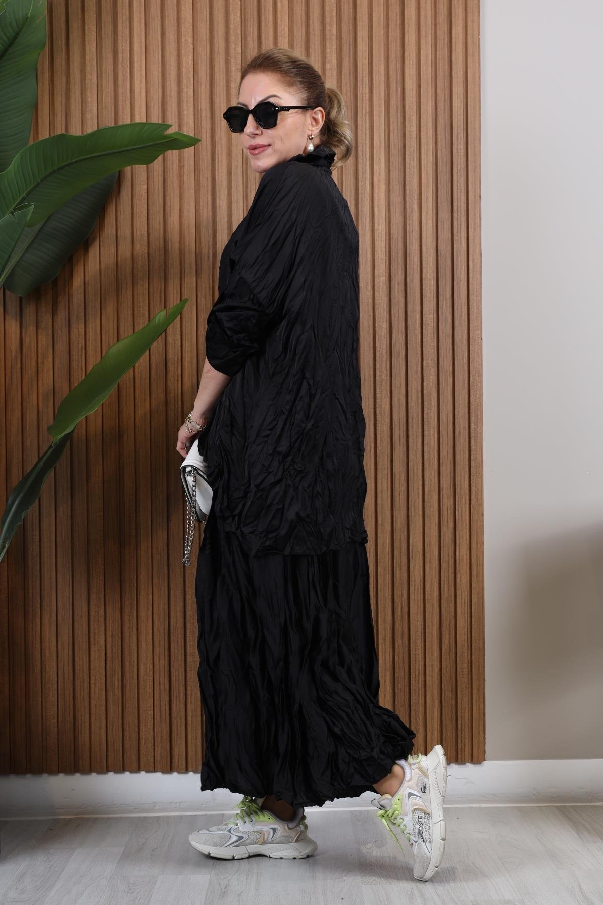 İthal Kırışık Model Siyah Takım