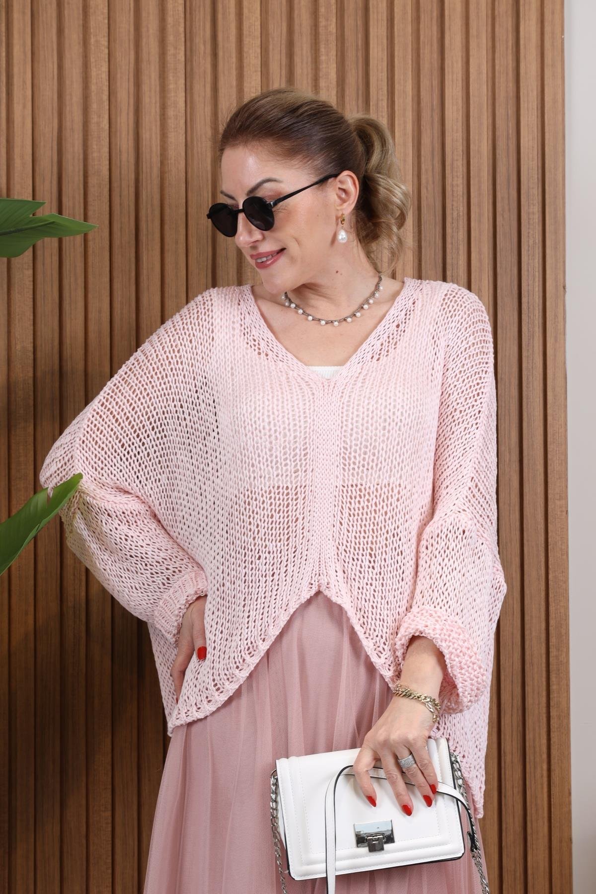 İthal Merserize Pembe Bluz