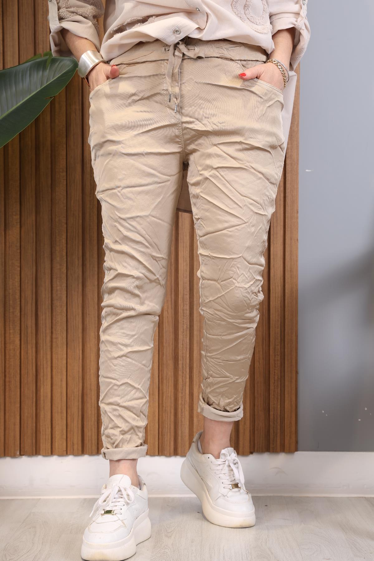İthal Saten Gold Pantolon