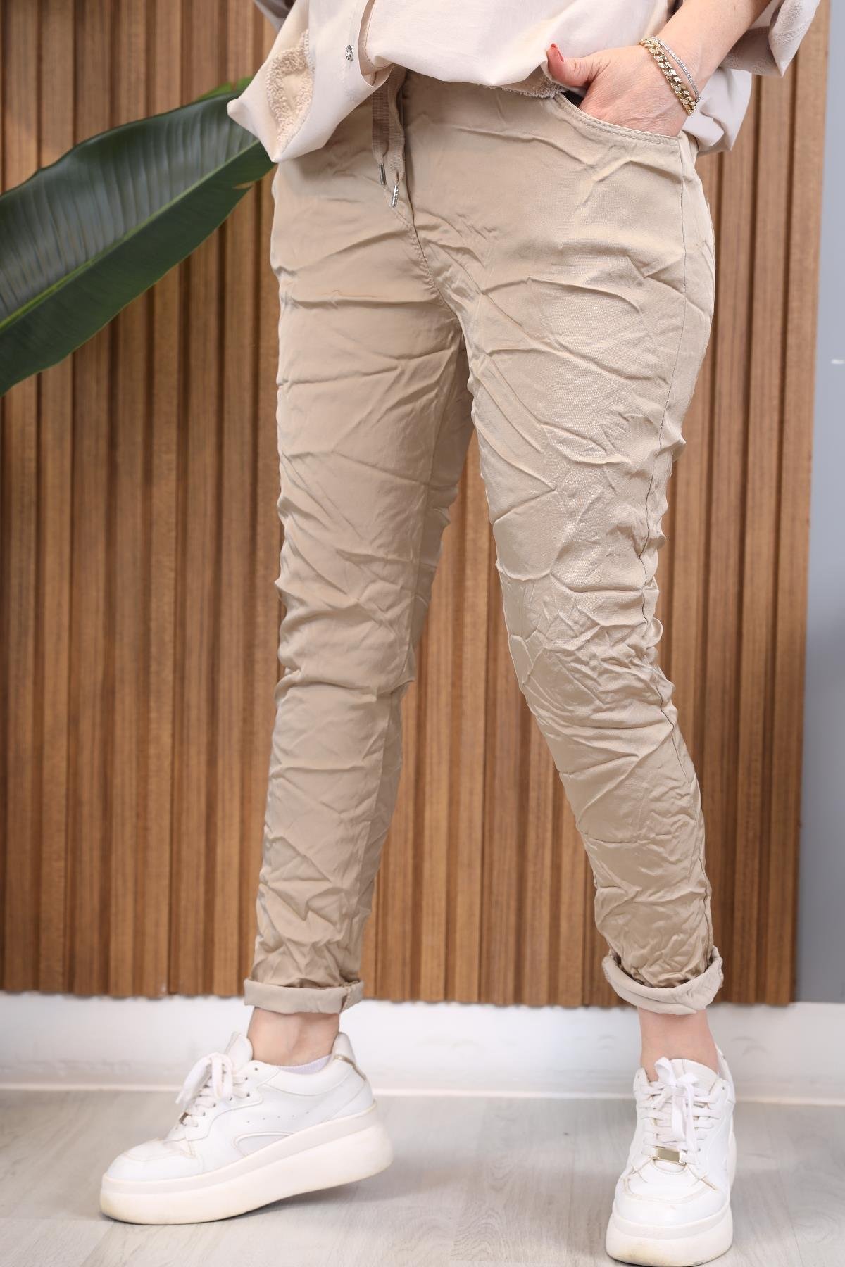 İthal Saten Gold Pantolon