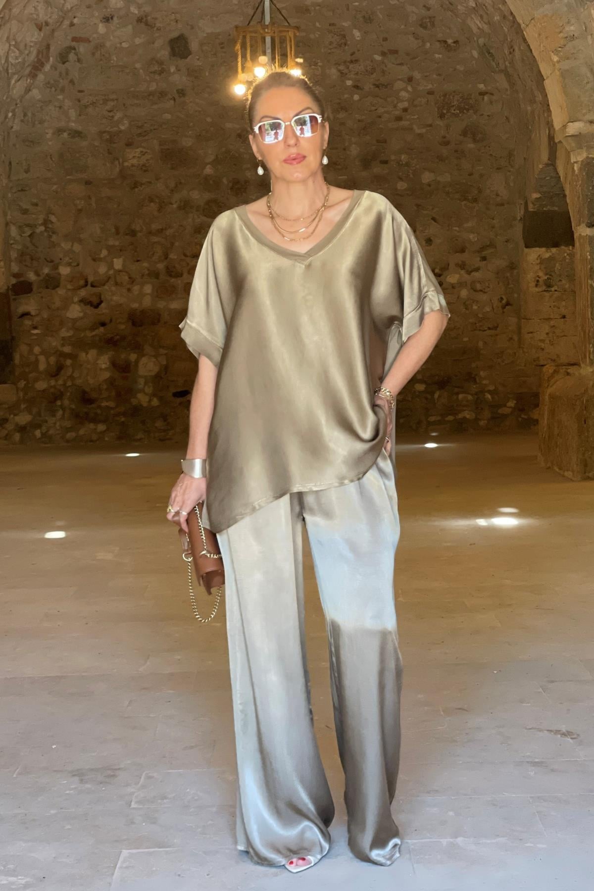İthal Saten Gold Takım