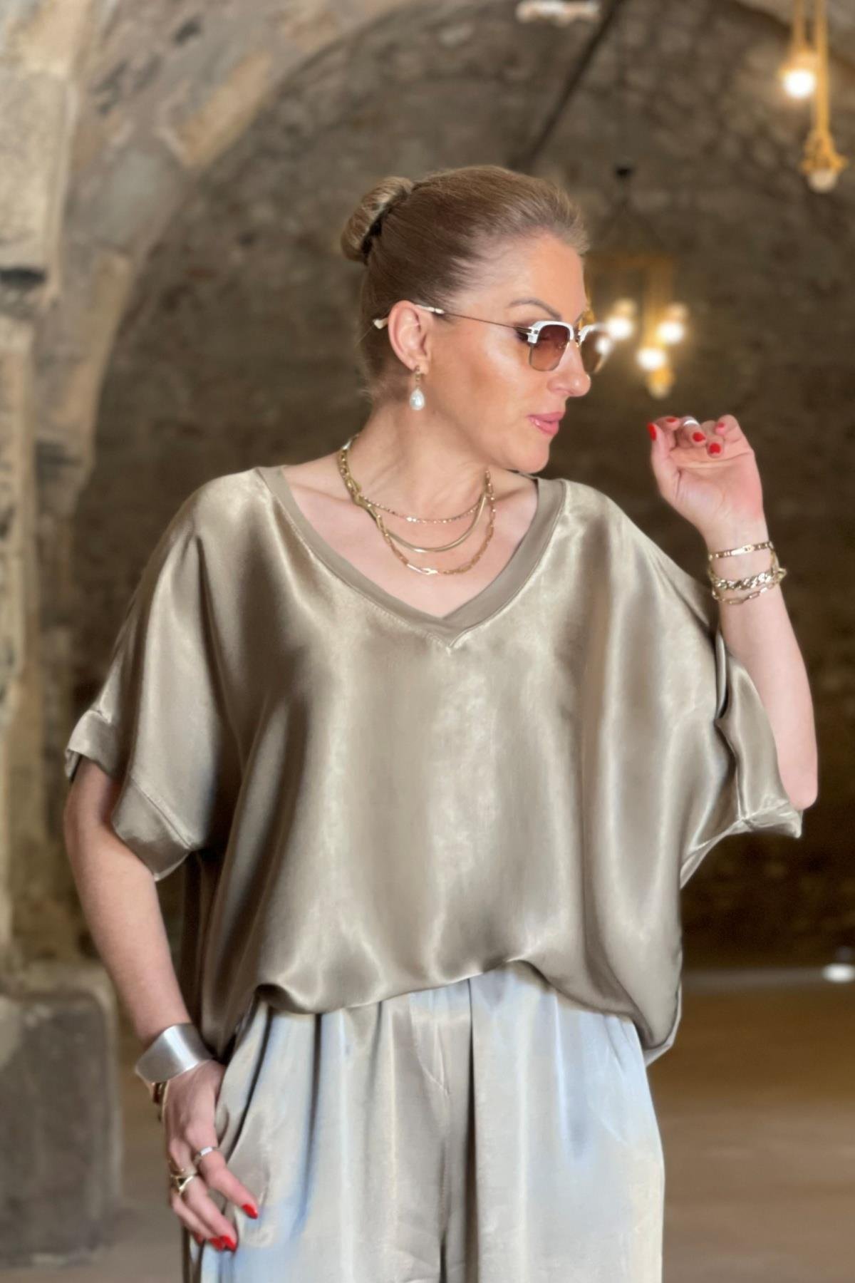 İthal Saten Gold Takım
