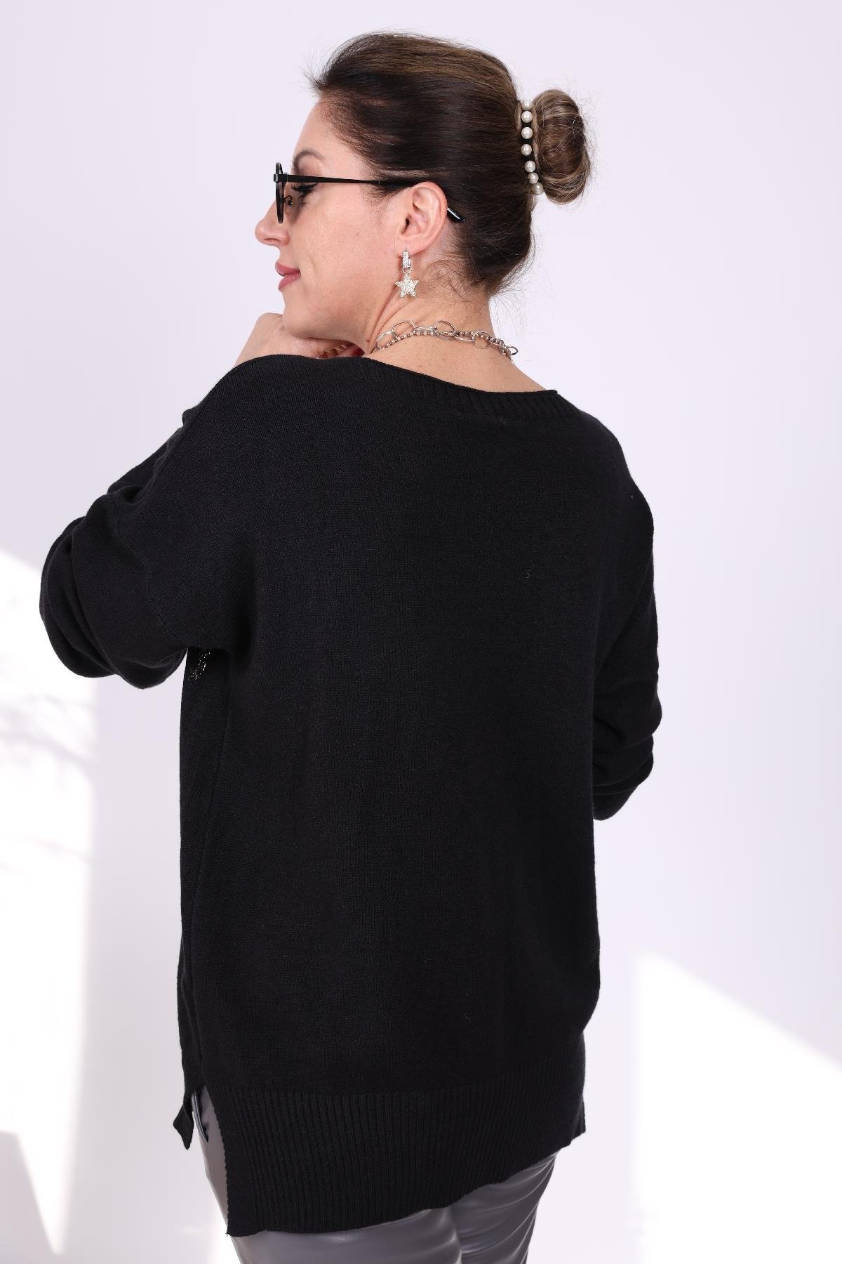 İthal Siyah Lab Baskı Bluz