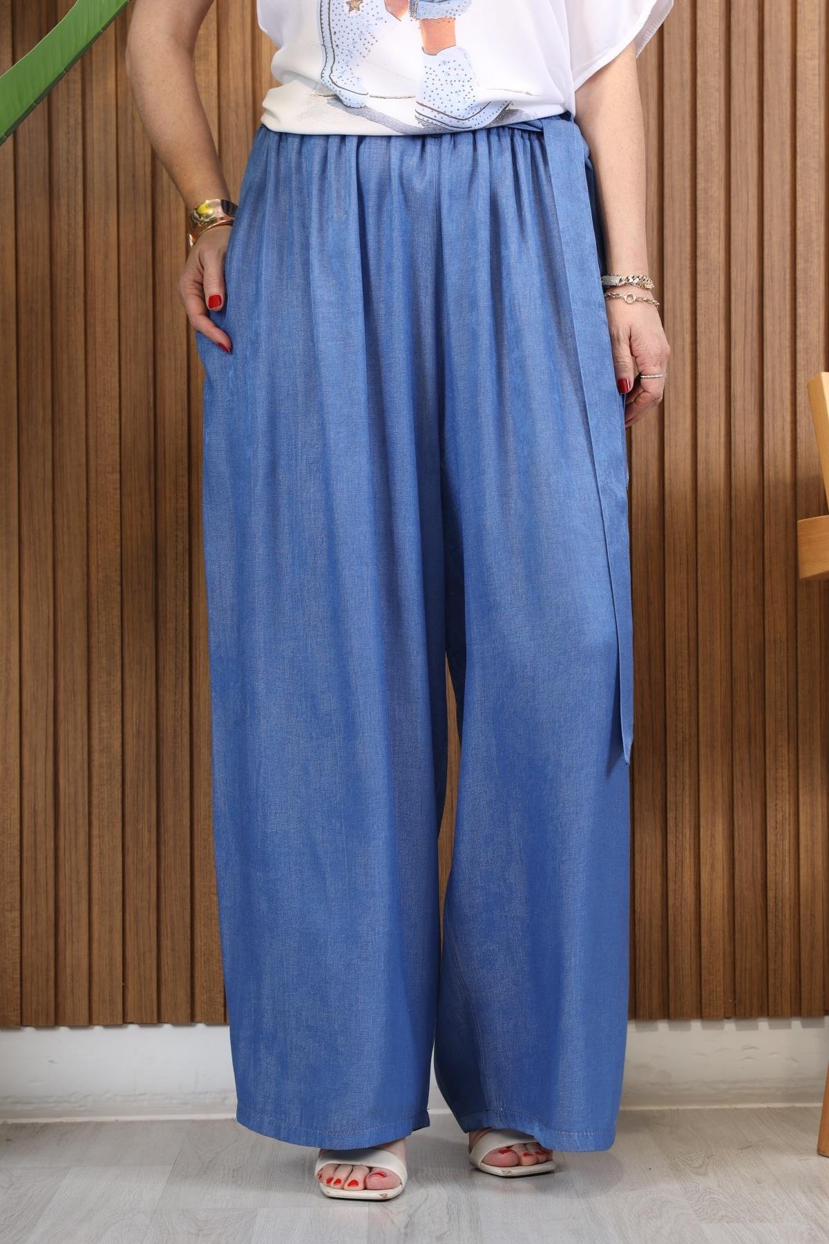 İthal Tencel İndigo Pantolon