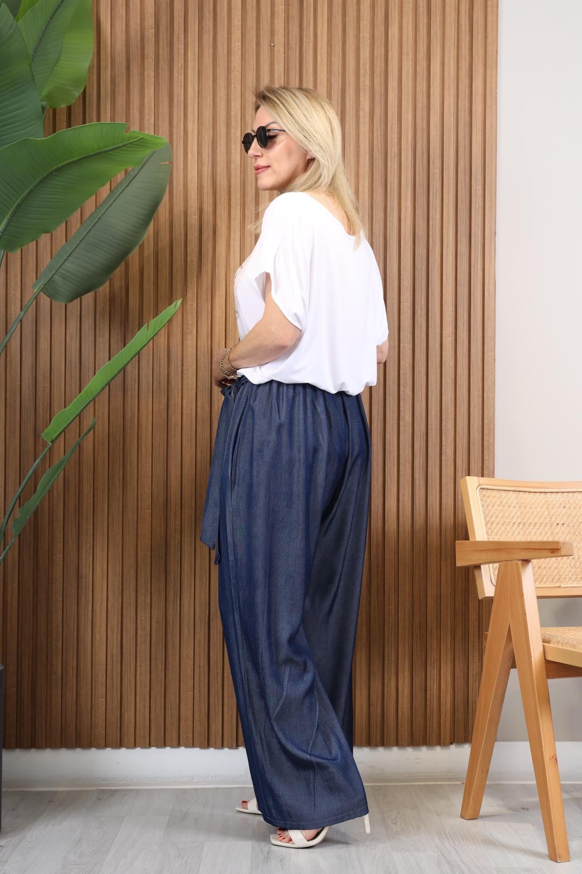 İthal Tencel Lacivert Pantolon