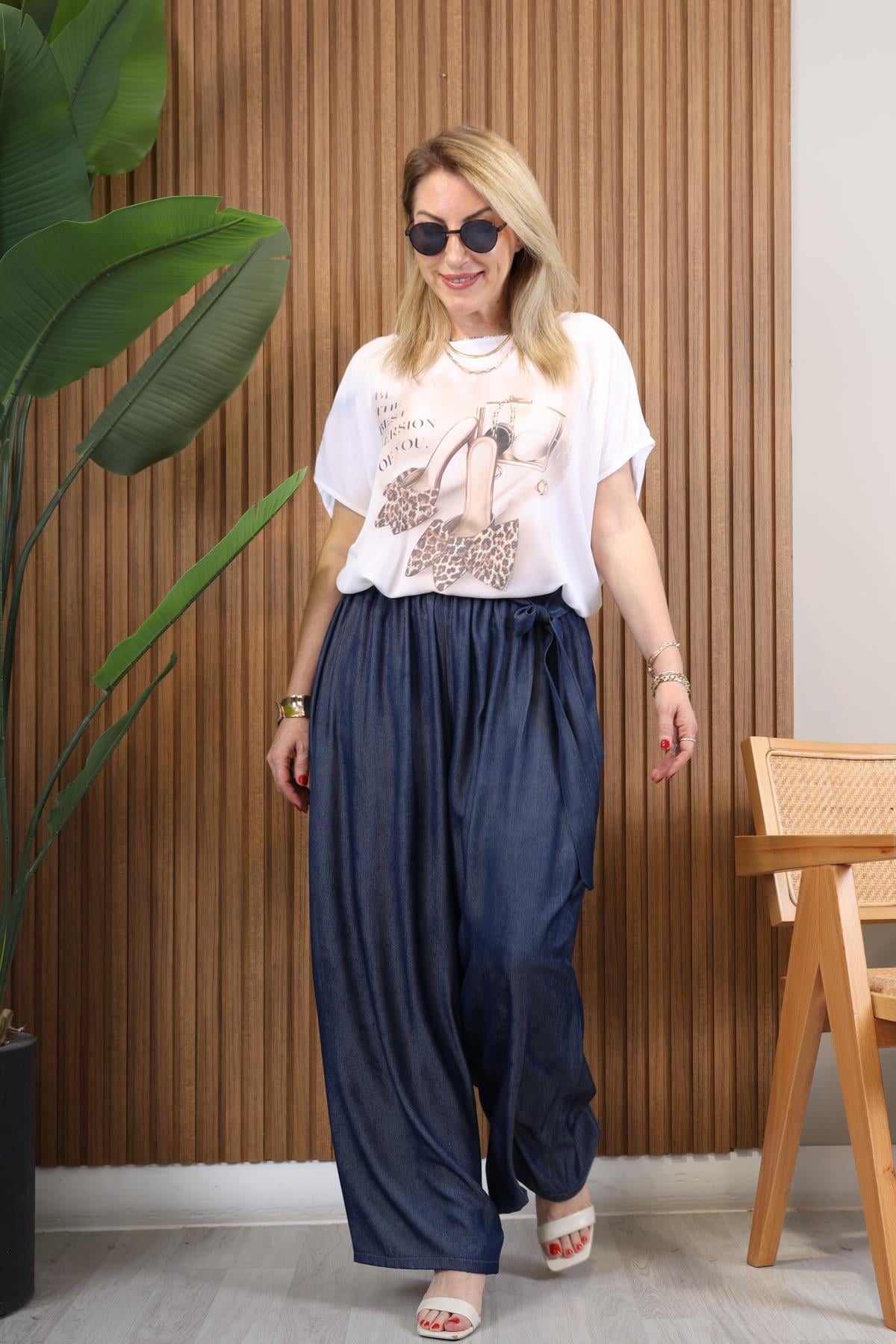 İthal Tencel Lacivert Pantolon