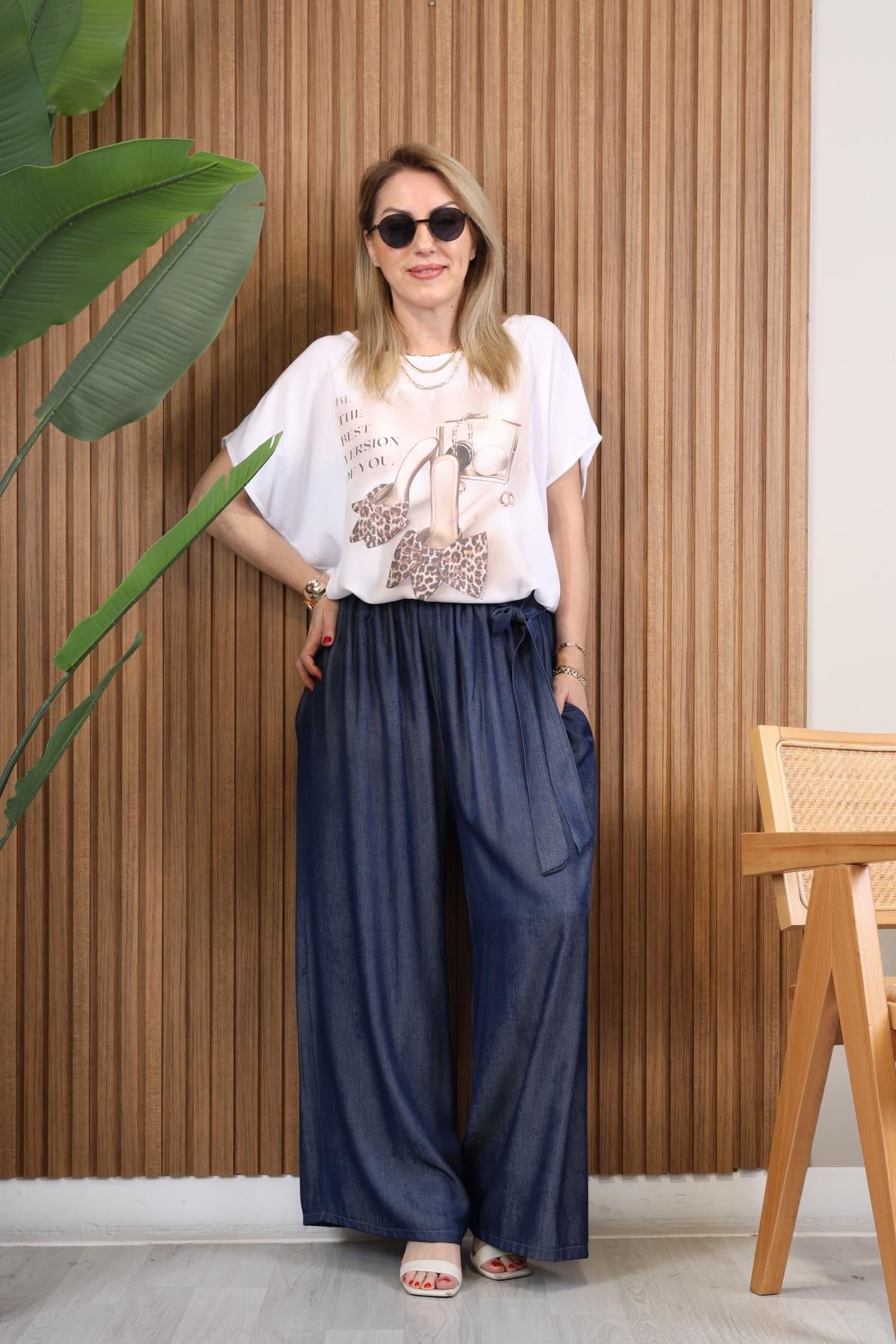 İthal Tencel Lacivert Pantolon