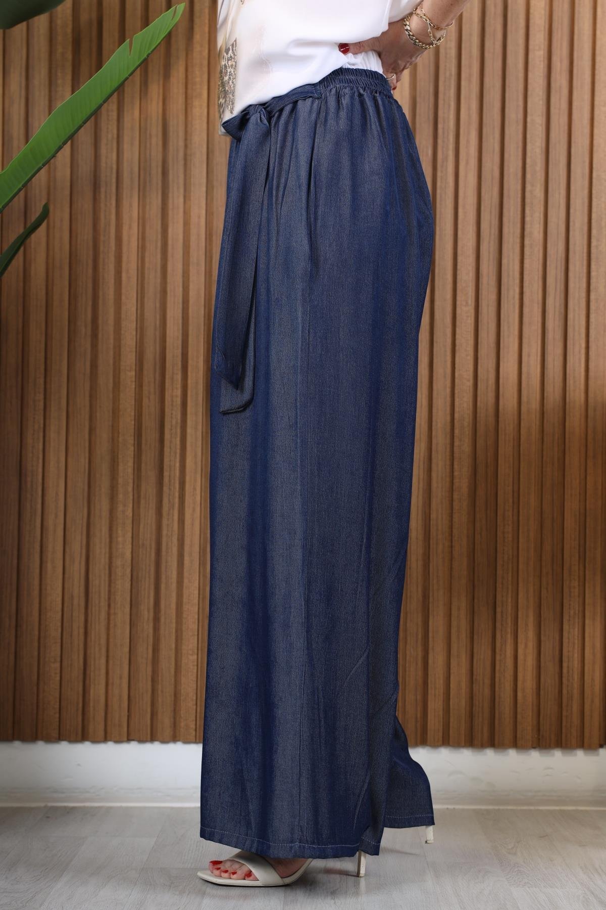 İthal Tencel Lacivert Pantolon