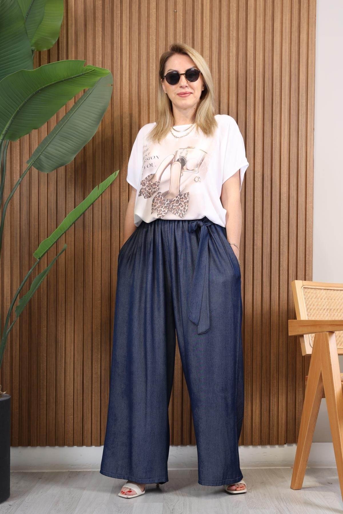 İthal Tencel Lacivert Pantolon