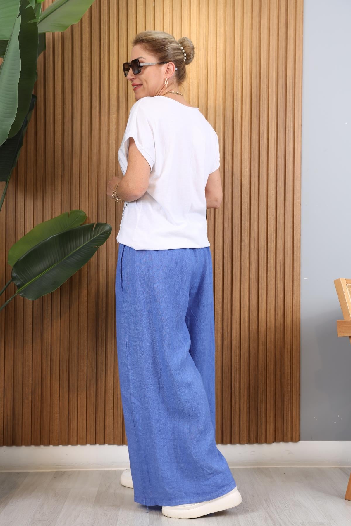 İthal Yıldız Baskı Beyaz Bluz