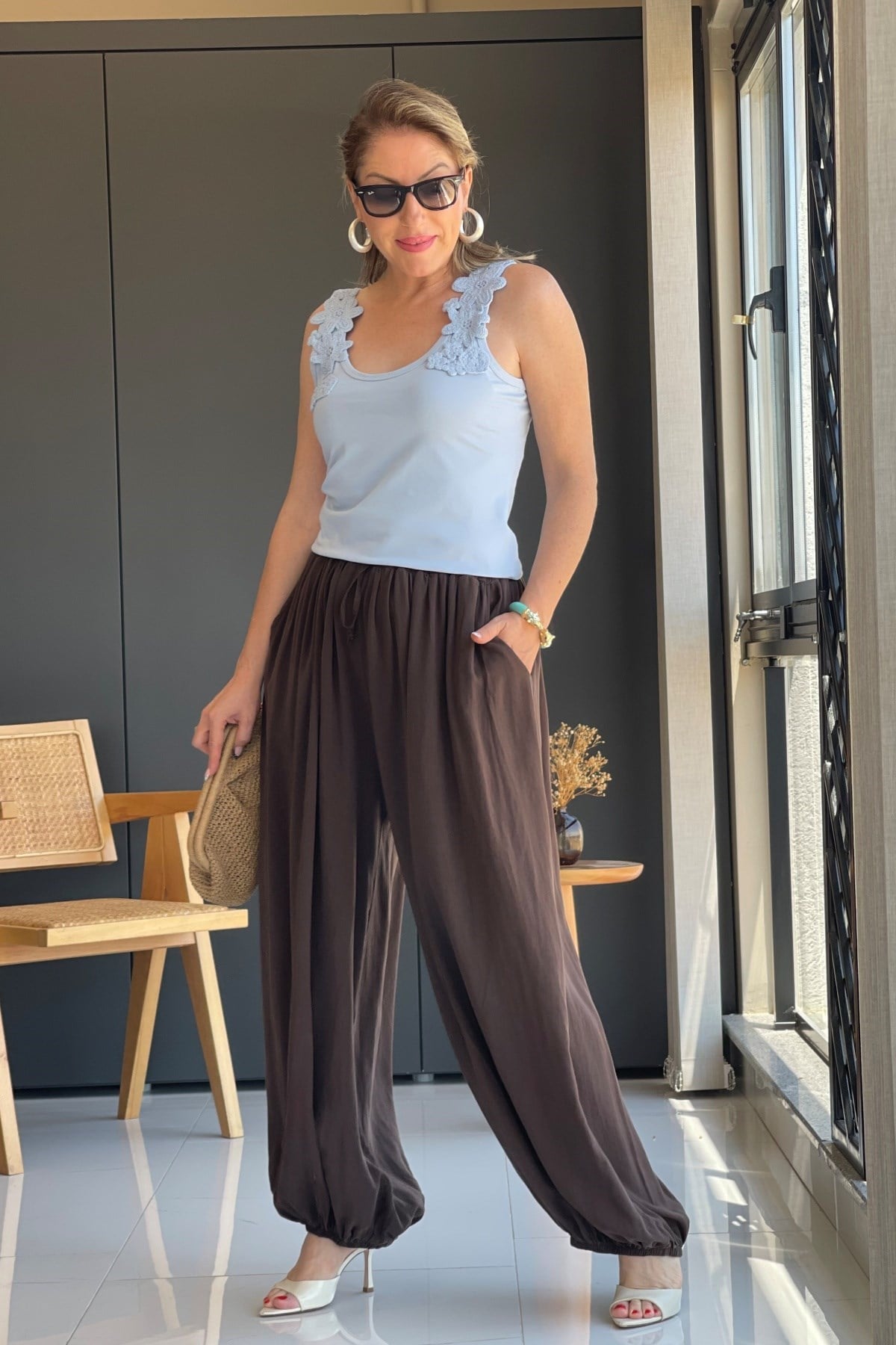 Kahve Şalvar Model İthal Pantolon