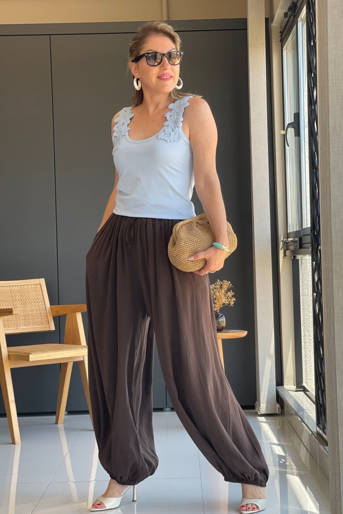 Kahve Şalvar Model İthal Pantolon