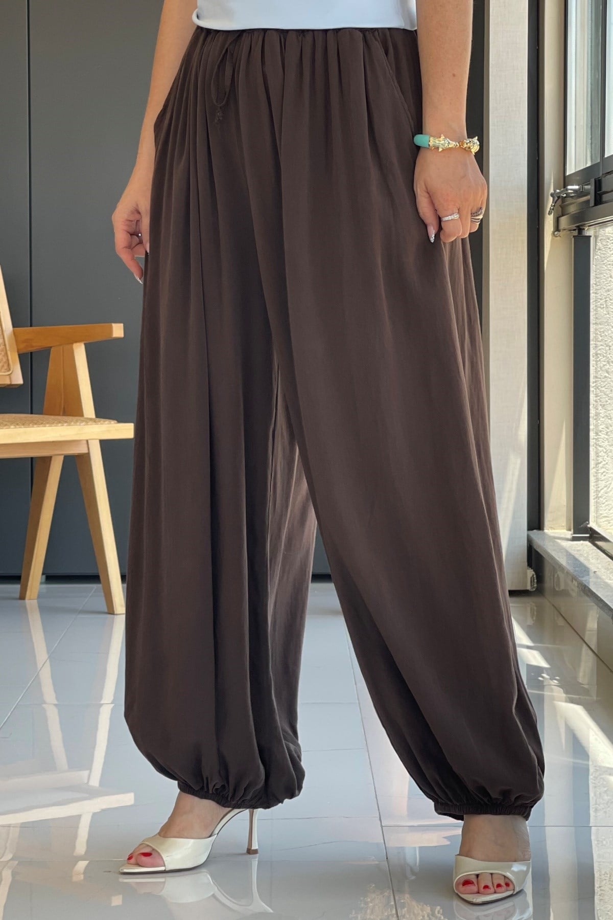 Kahve Şalvar Model İthal Pantolon