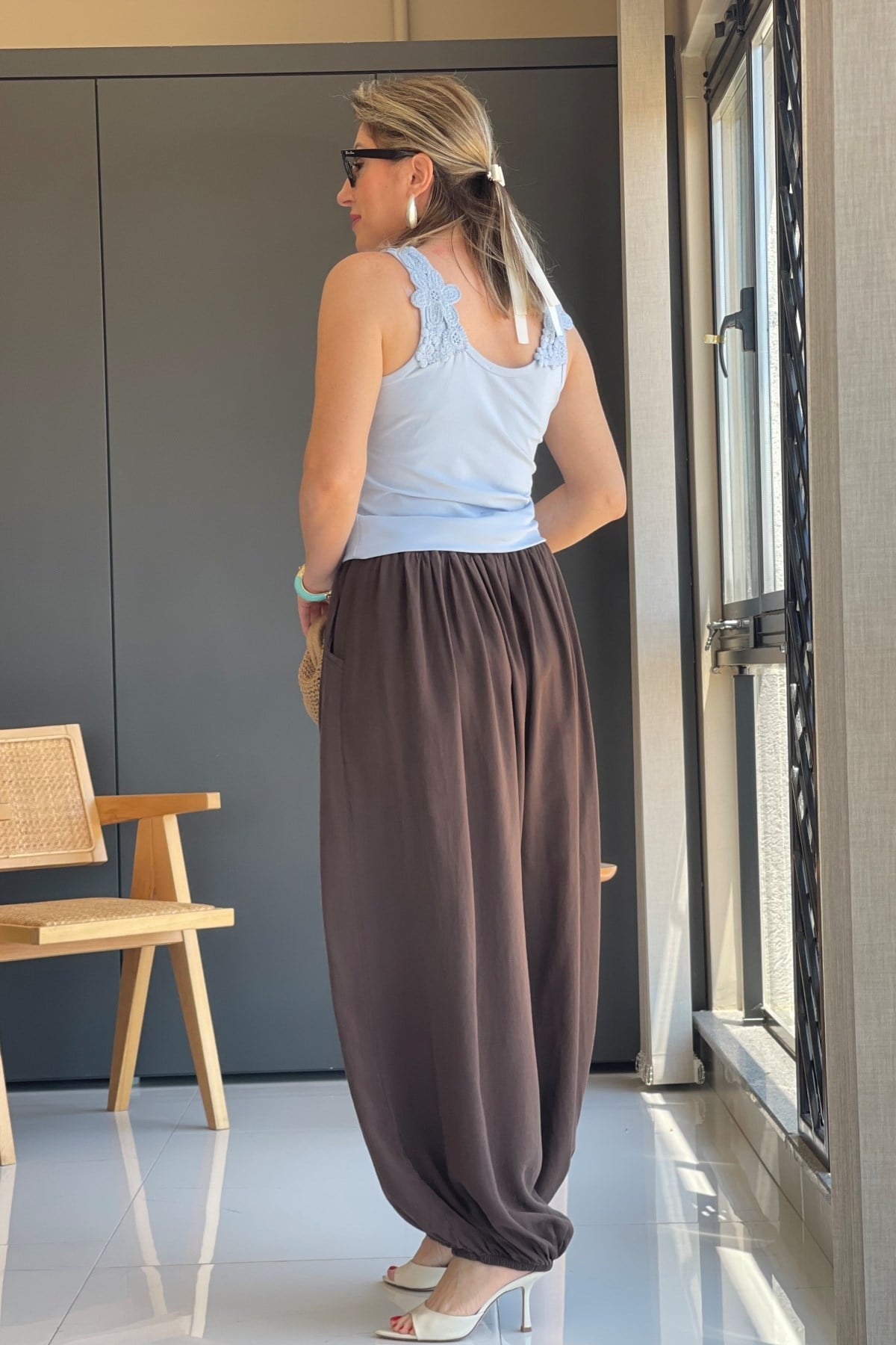 Kahve Şalvar Model İthal Pantolon