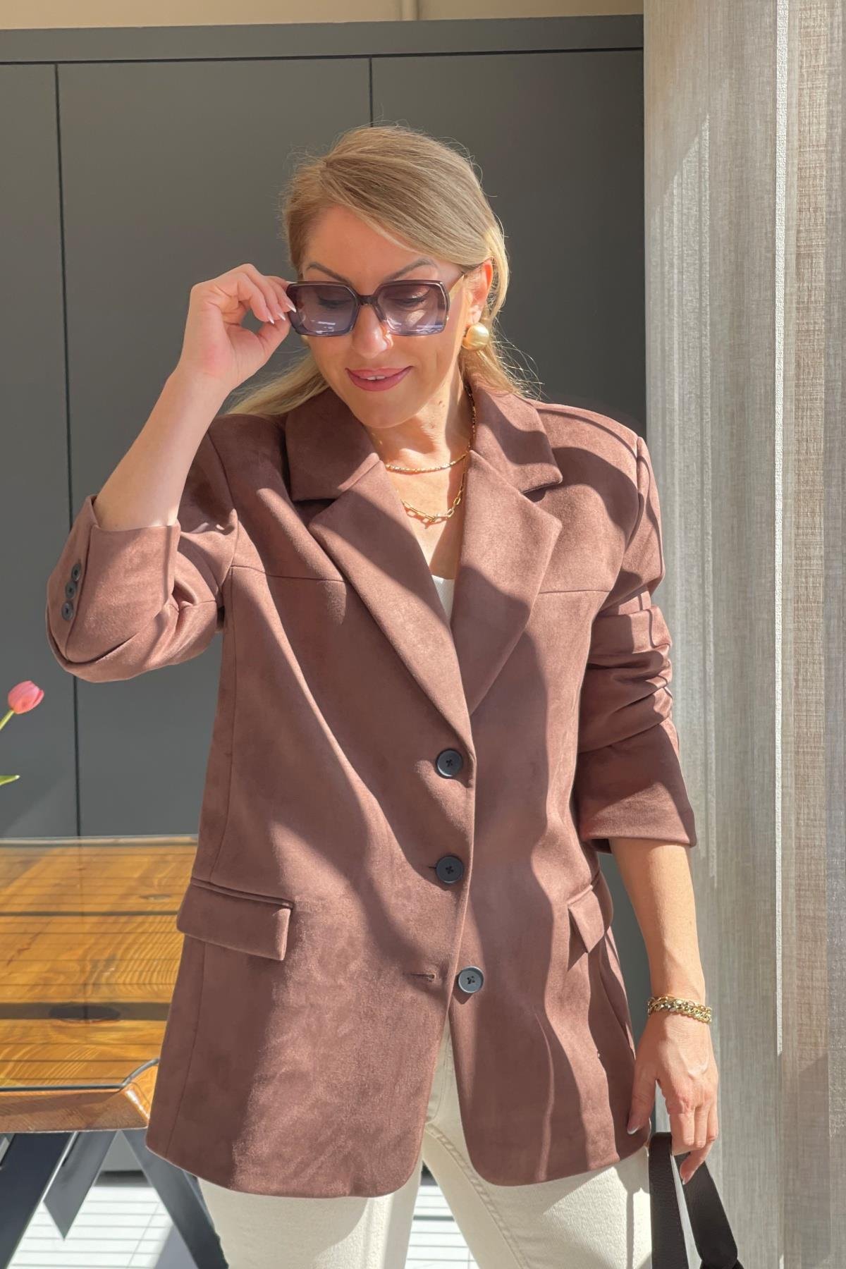 Kahve Süet Blazer