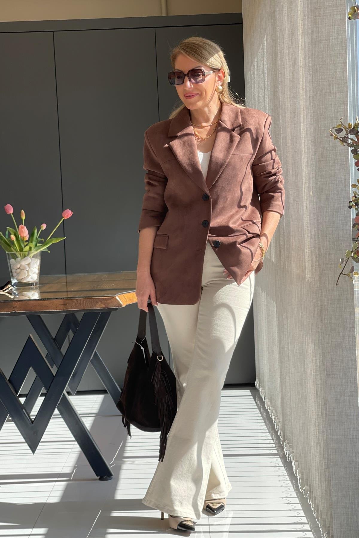 Kahve Süet Blazer