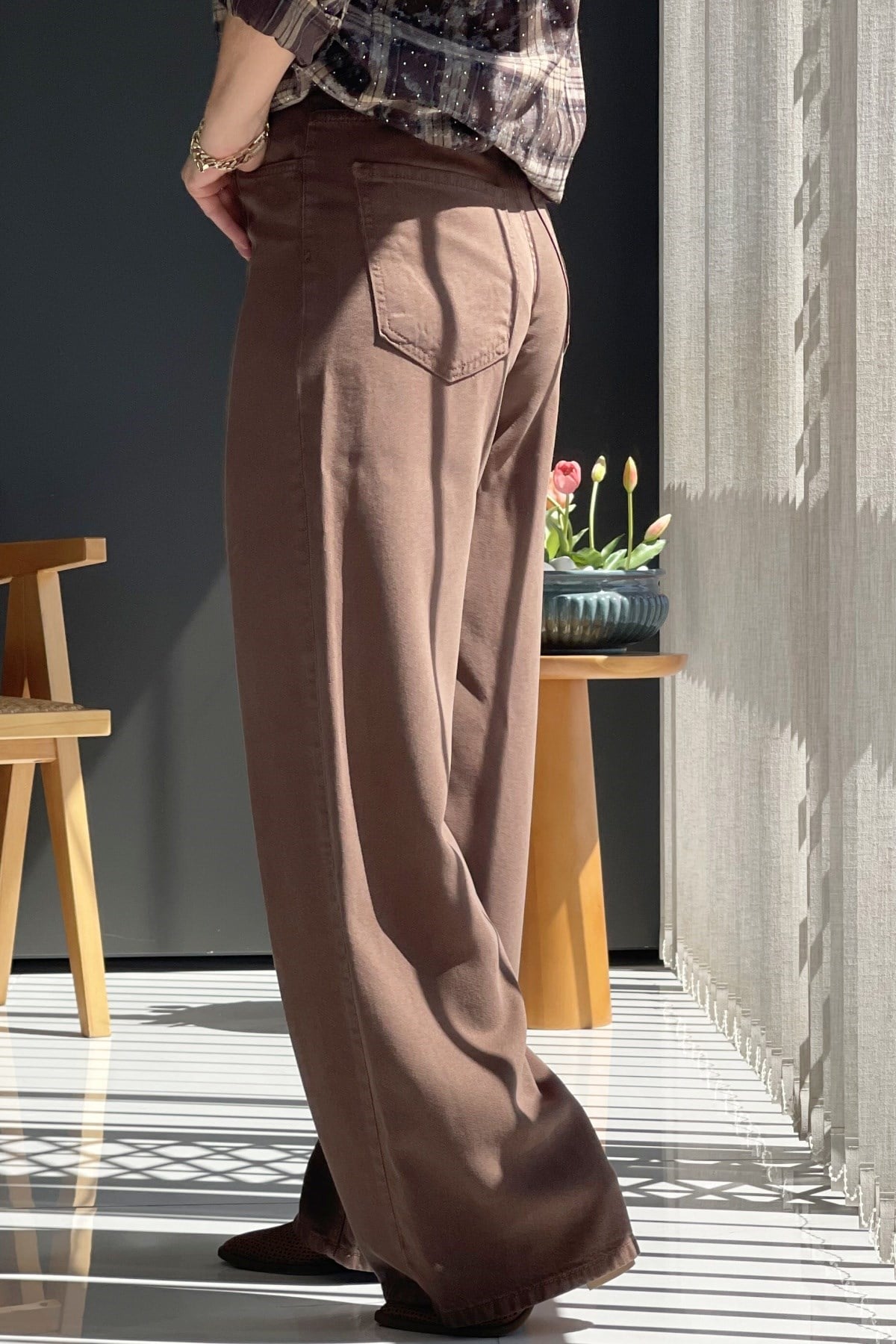 Kahve Tencel Palazzo Pantolon