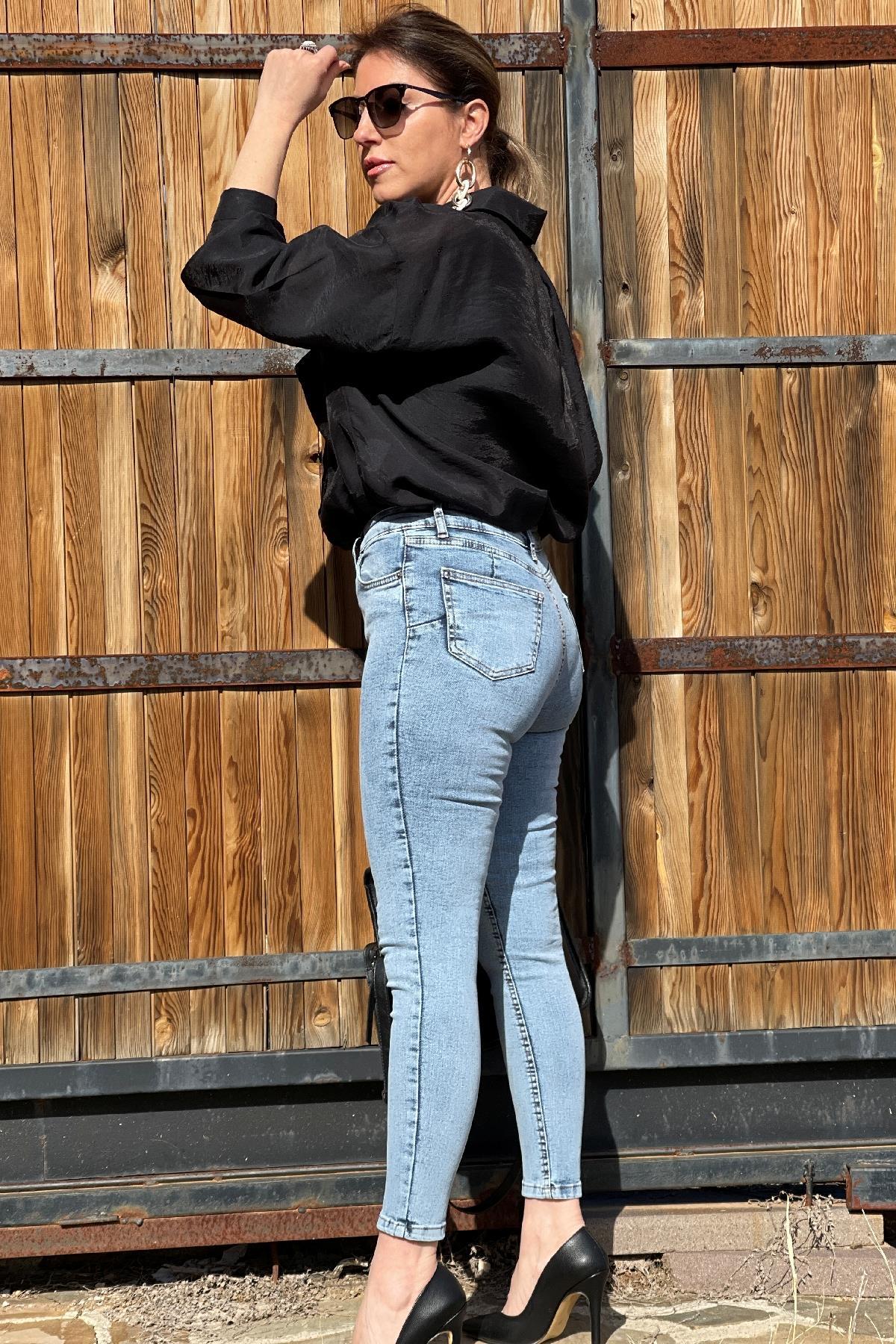 Kar Yıkama Push Up'lı Jean