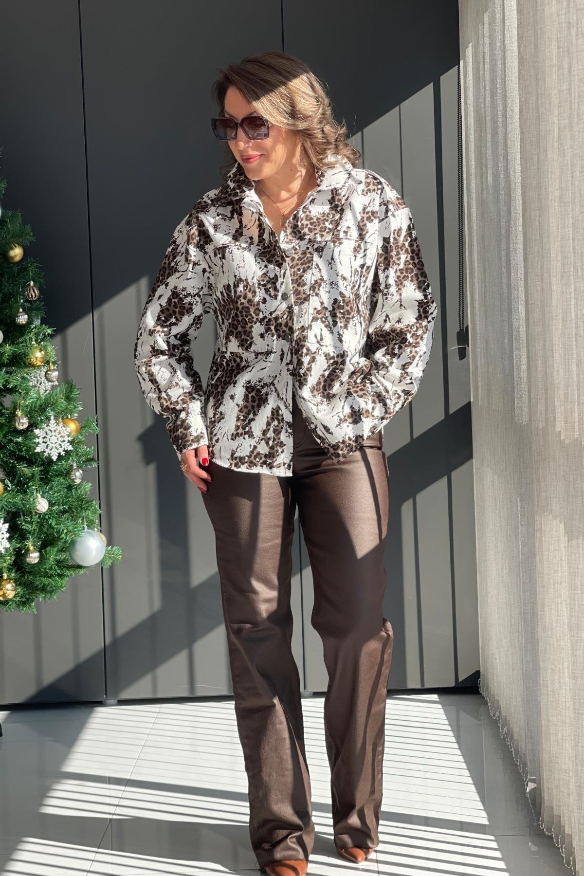 Karışık Desen Gabardin Gömlek