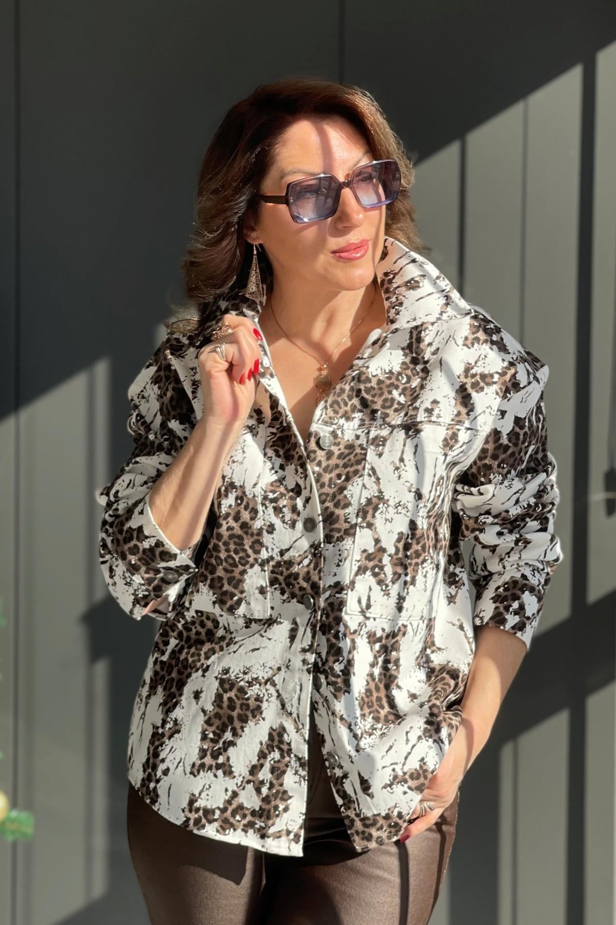 Karışık Desen Gabardin Gömlek
