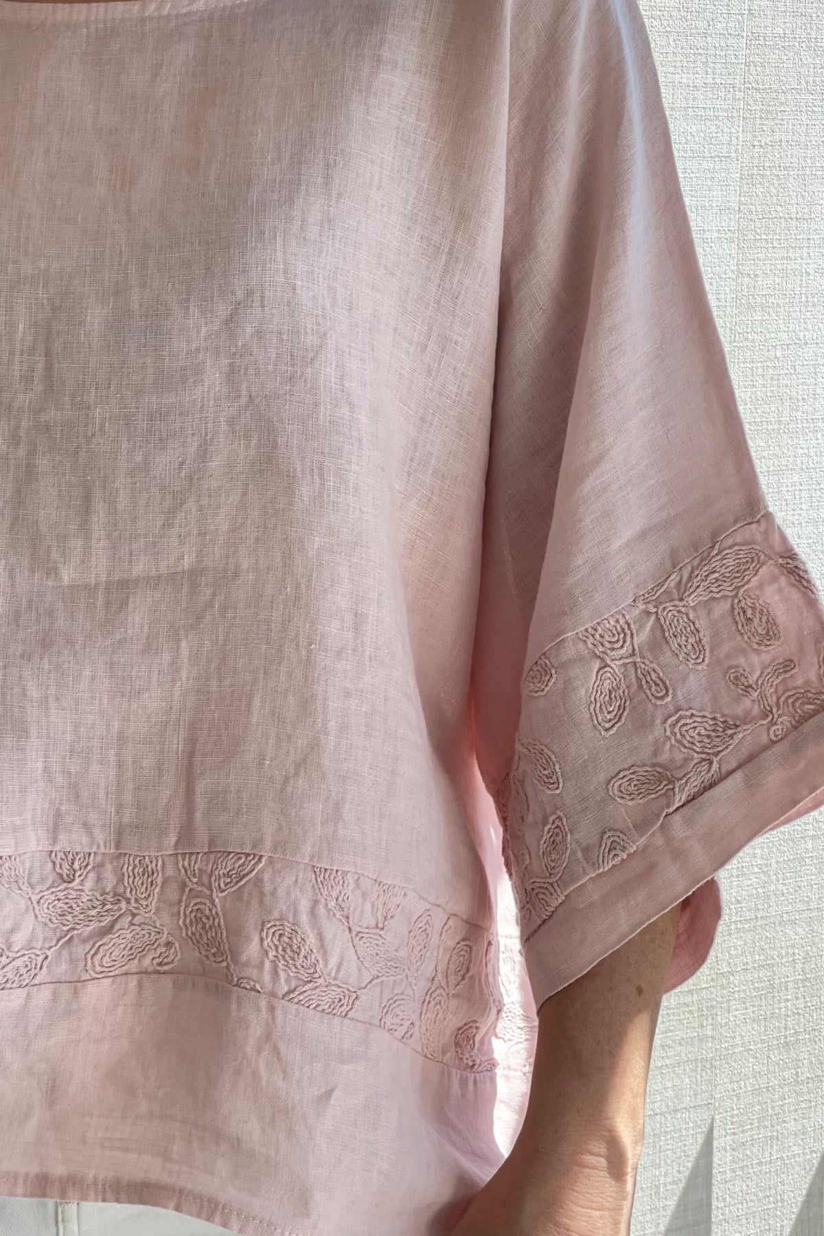 Keten Oversize Pudra Bluz