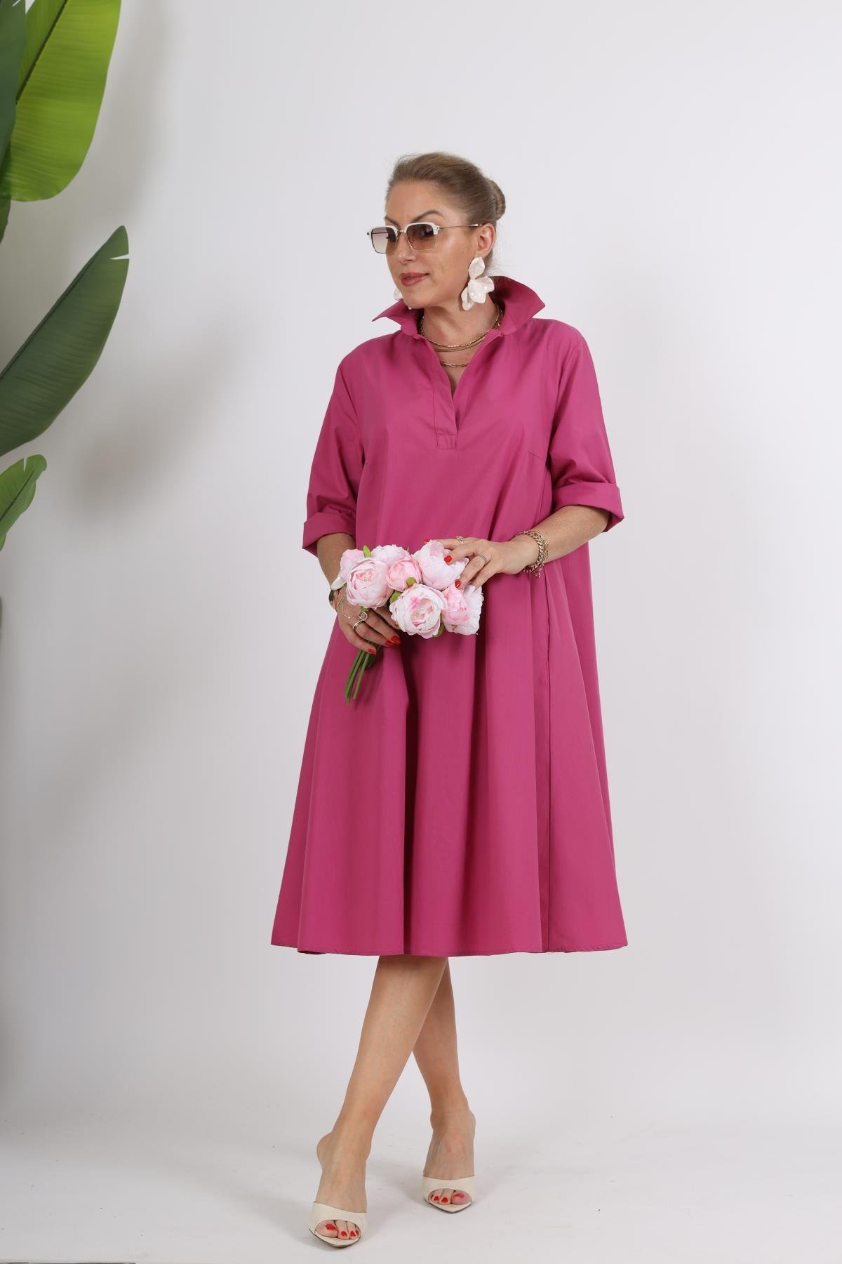 Koton Oversize Fuşya Elbise