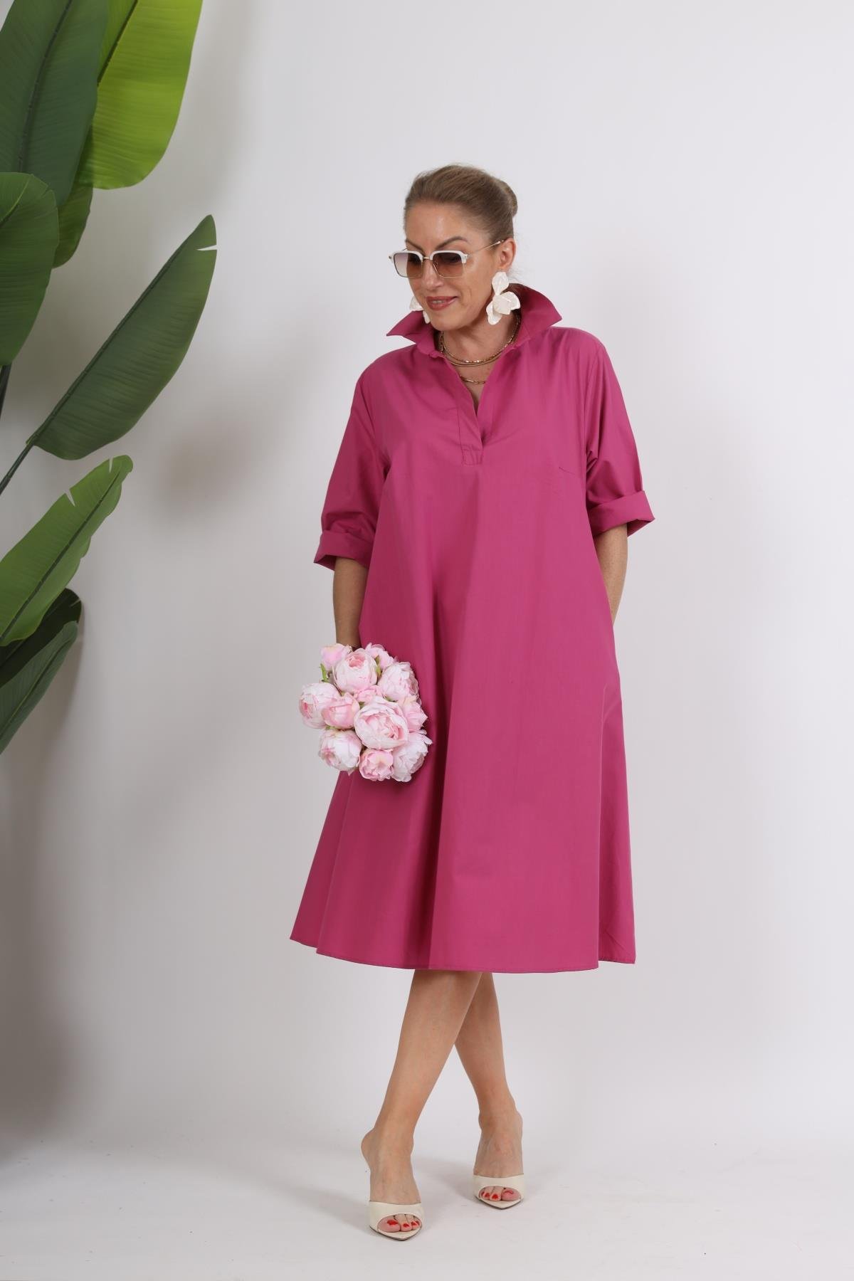 Koton Oversize Fuşya Elbise