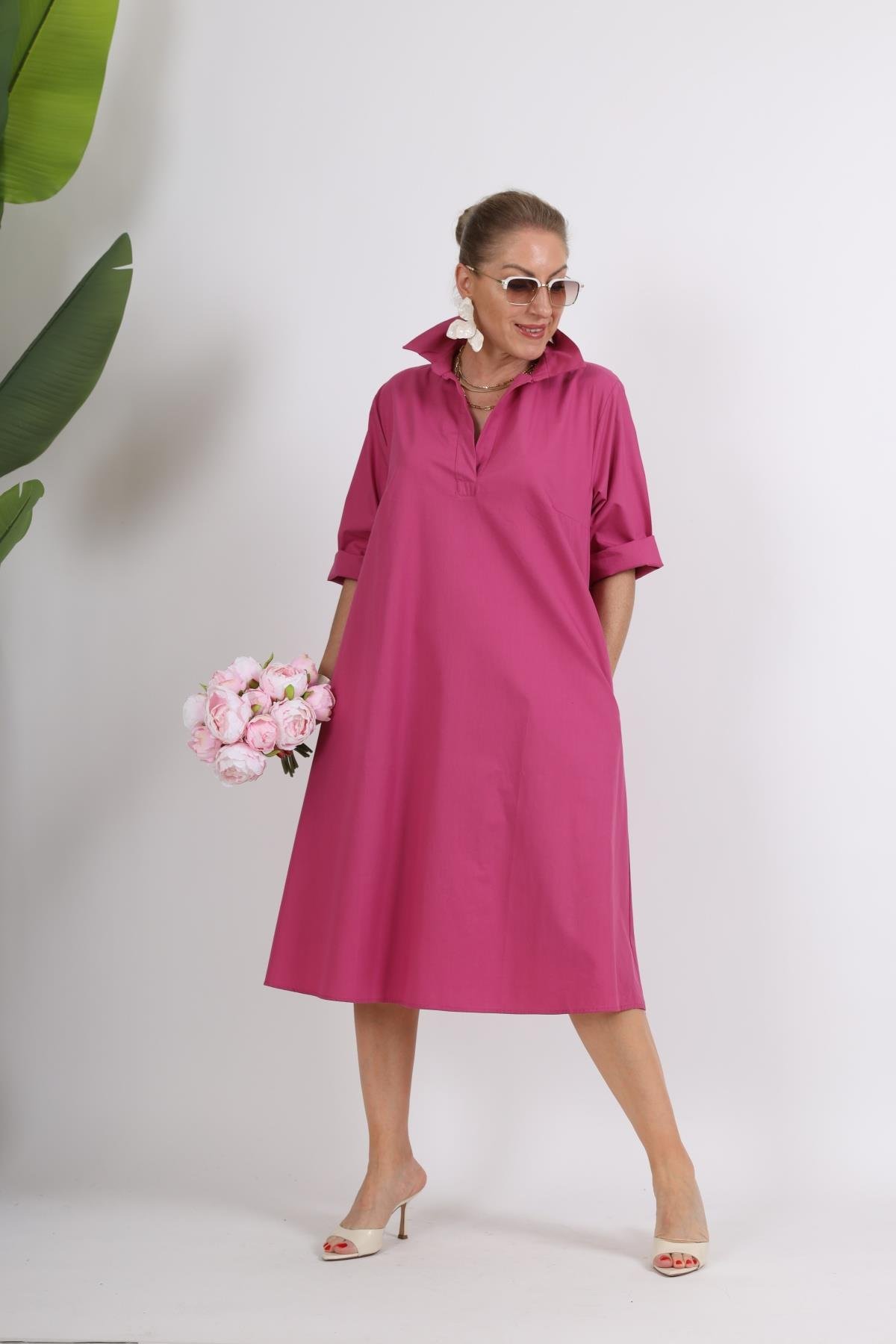 Koton Oversize Fuşya Elbise