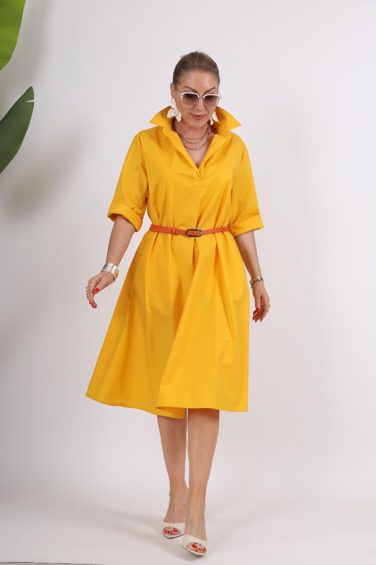 Koton Oversize Sarı Elbise