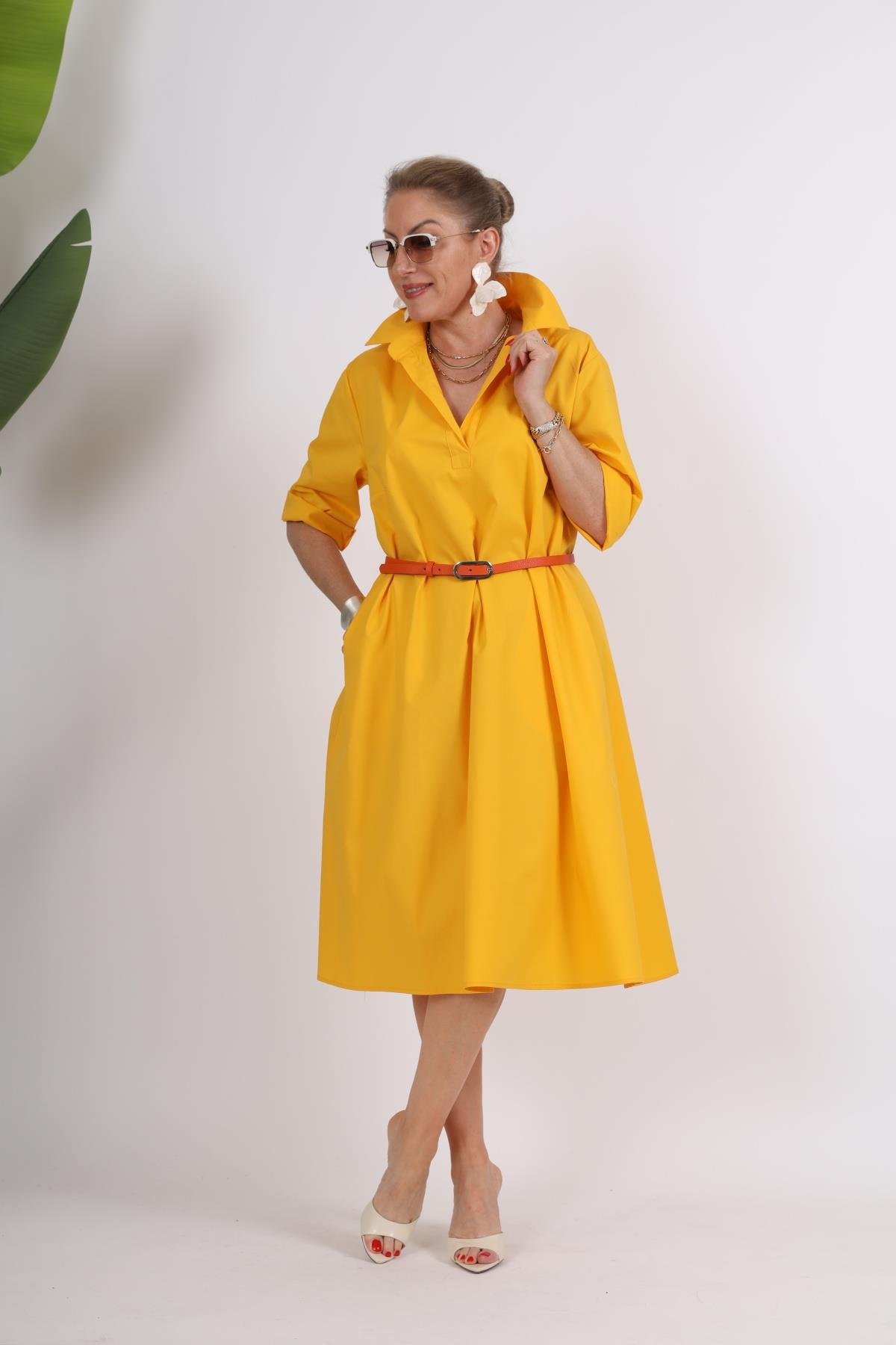 Koton Oversize Sarı Elbise