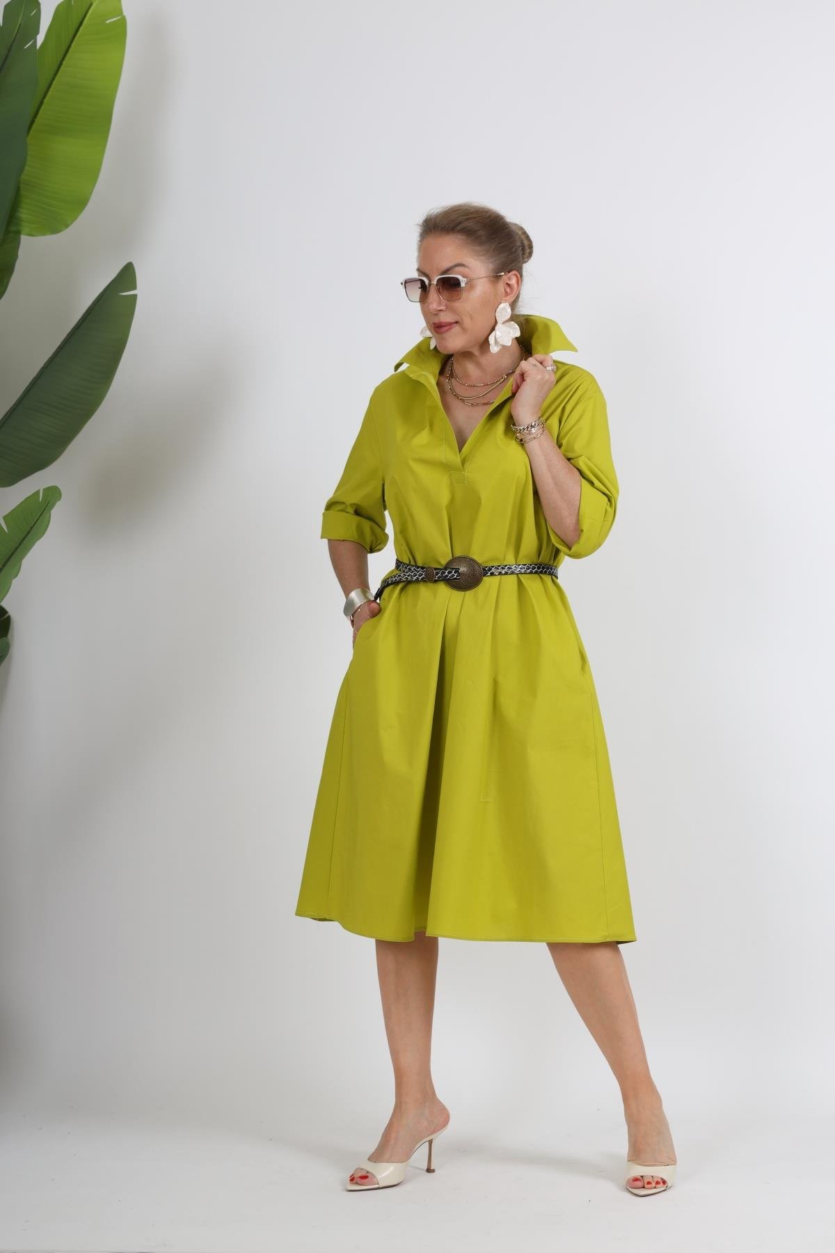 Koton Oversize Yağ Yeşili Elbise