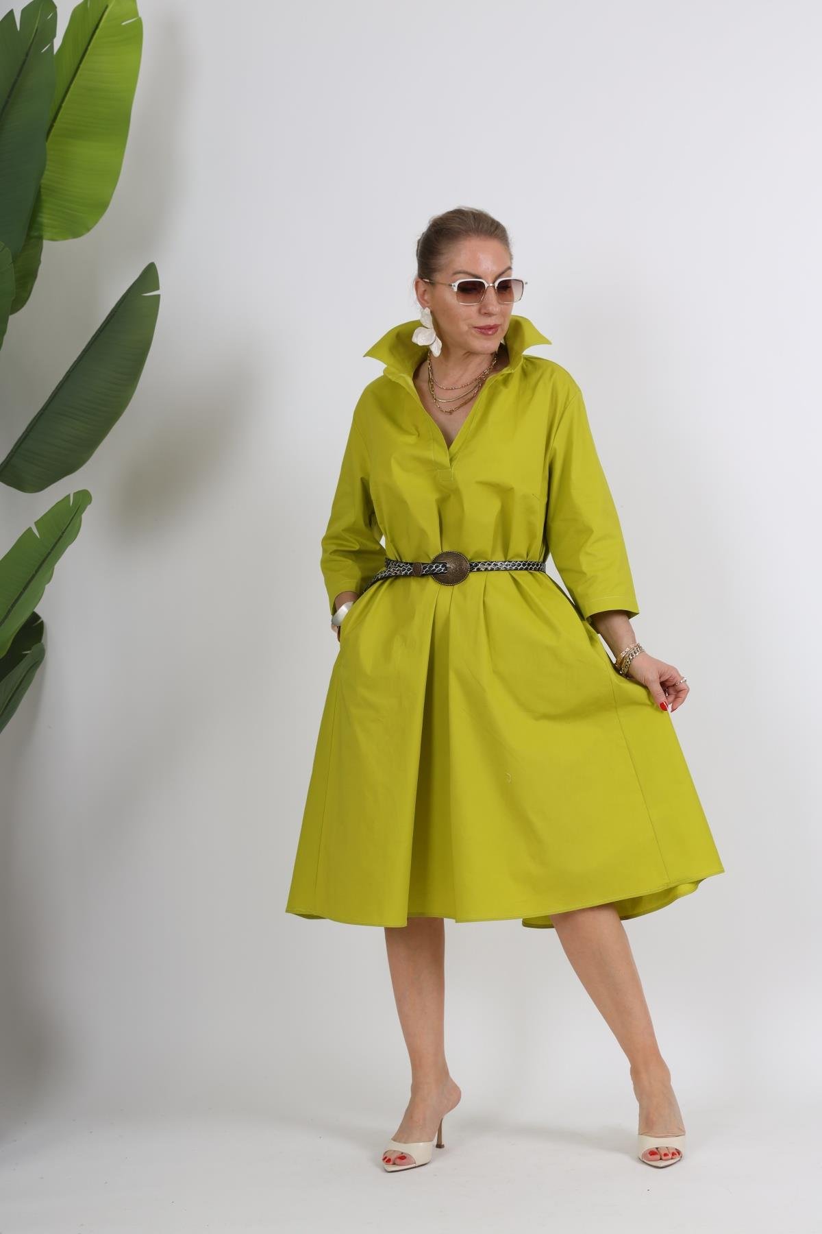 Koton Oversize Yağ Yeşili Elbise
