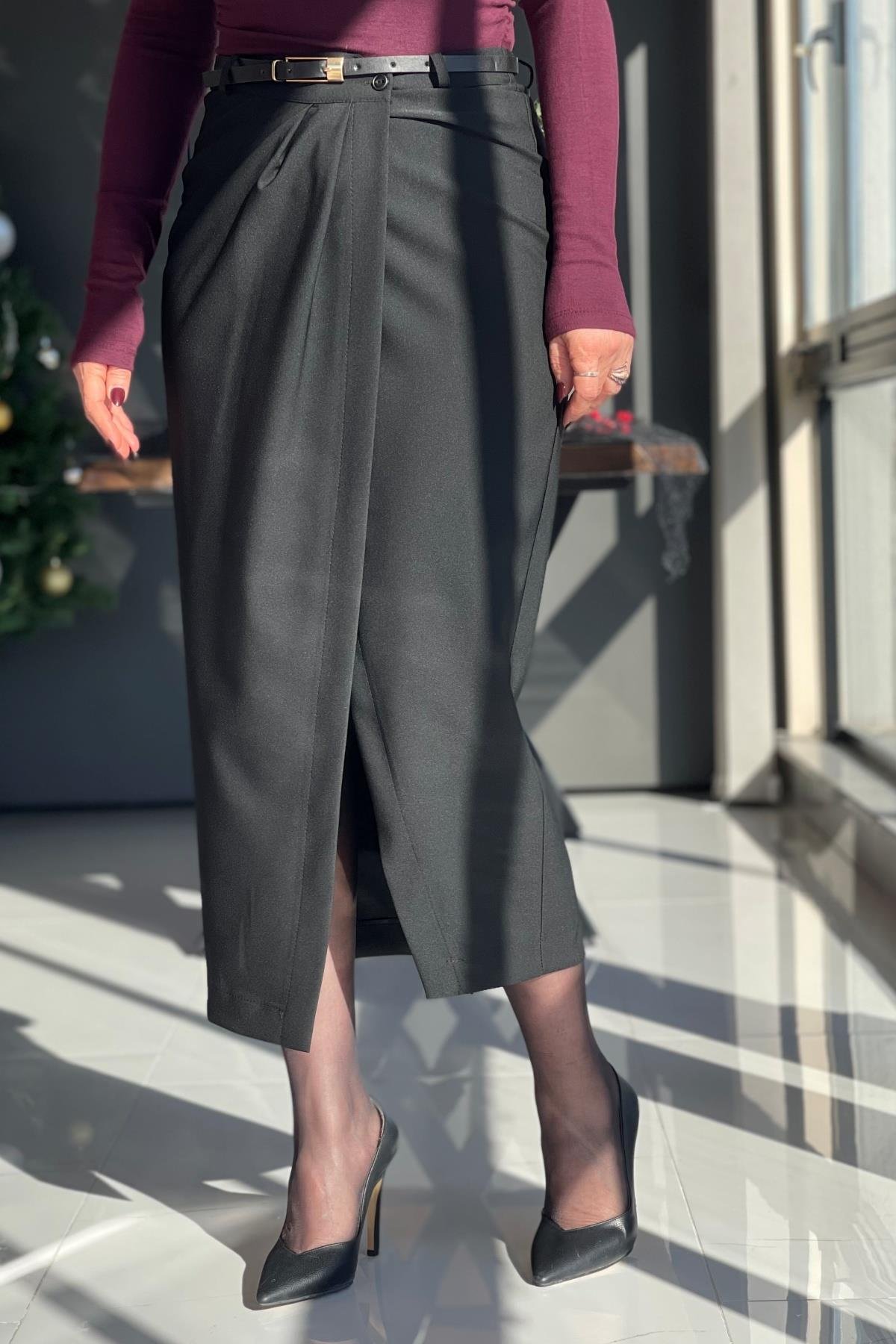 Kruvaze Model Siyah Etek