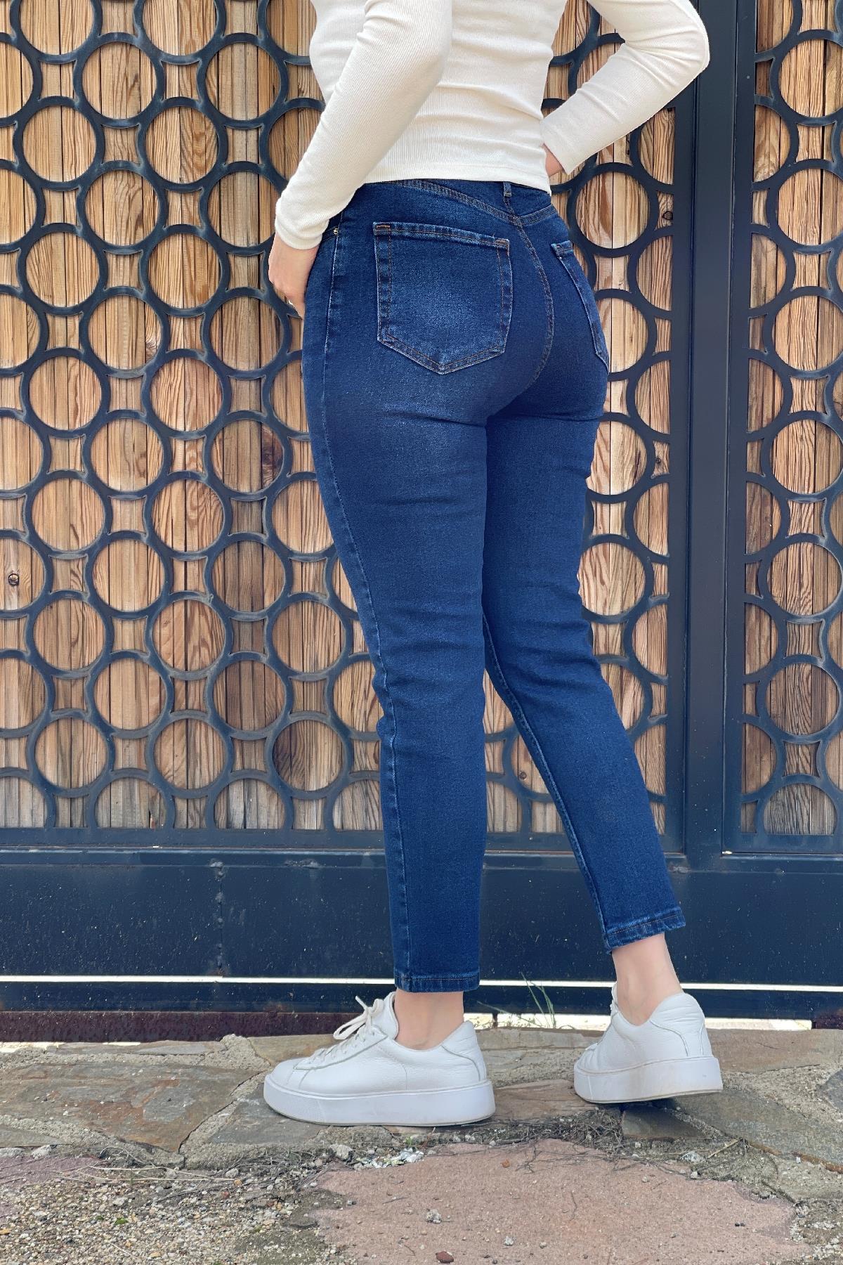 Lacivert Boyfriend Jean