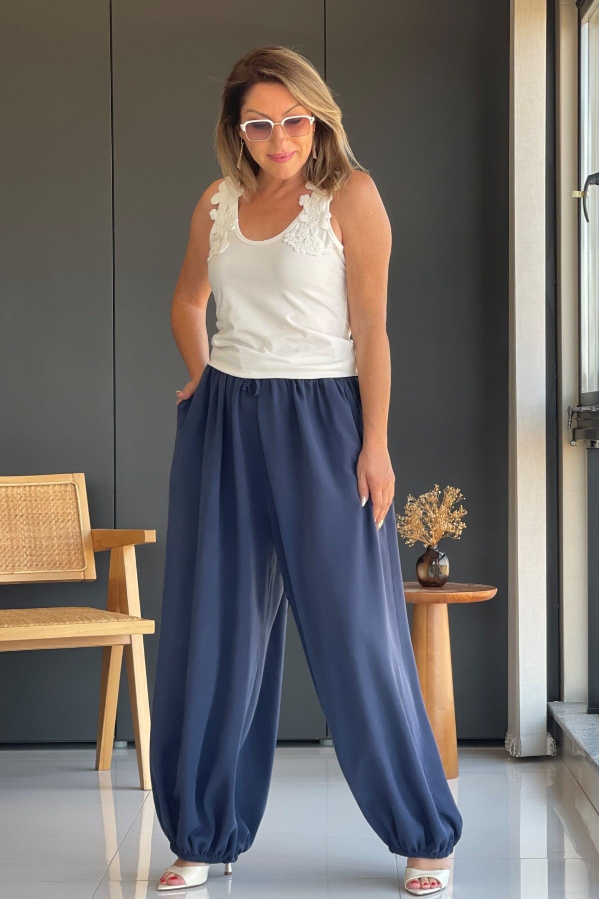 Lacivert Şalvar Model İthal Pantolon