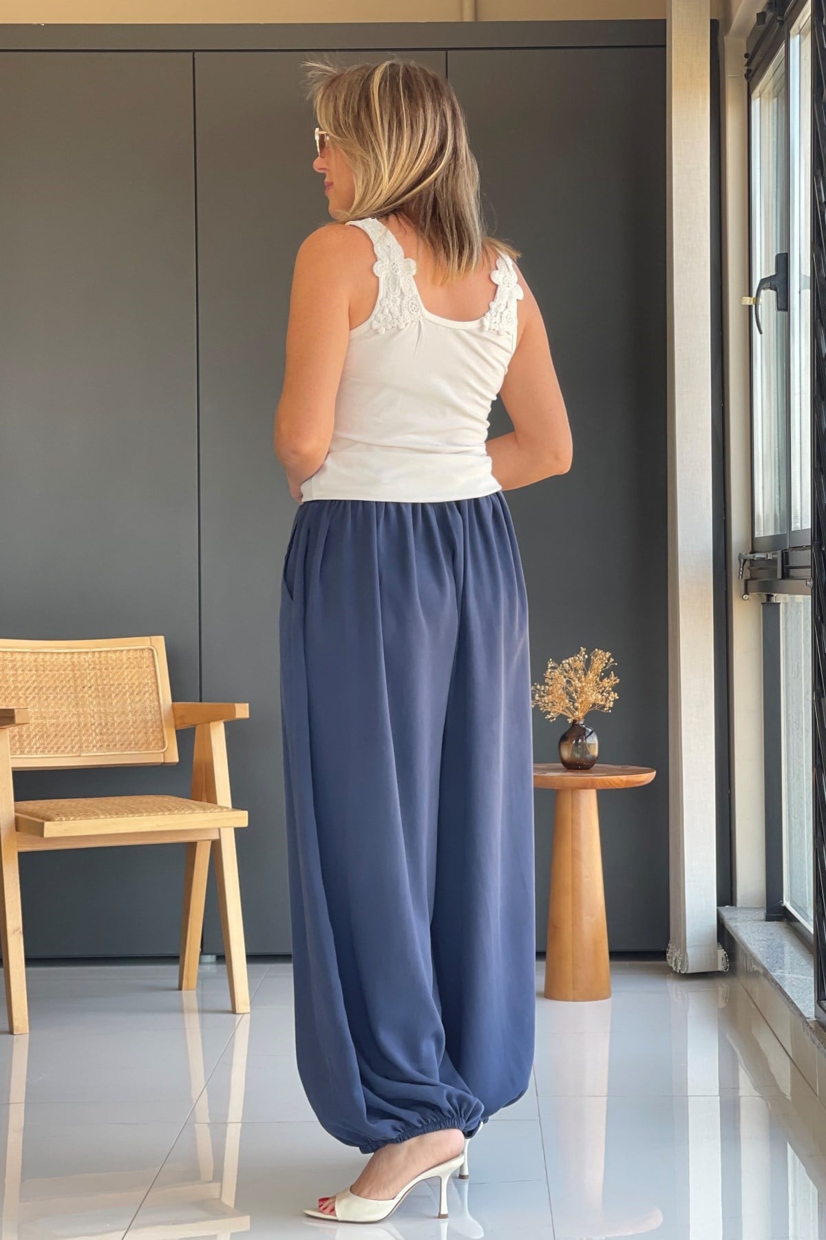 Lacivert Şalvar Model İthal Pantolon